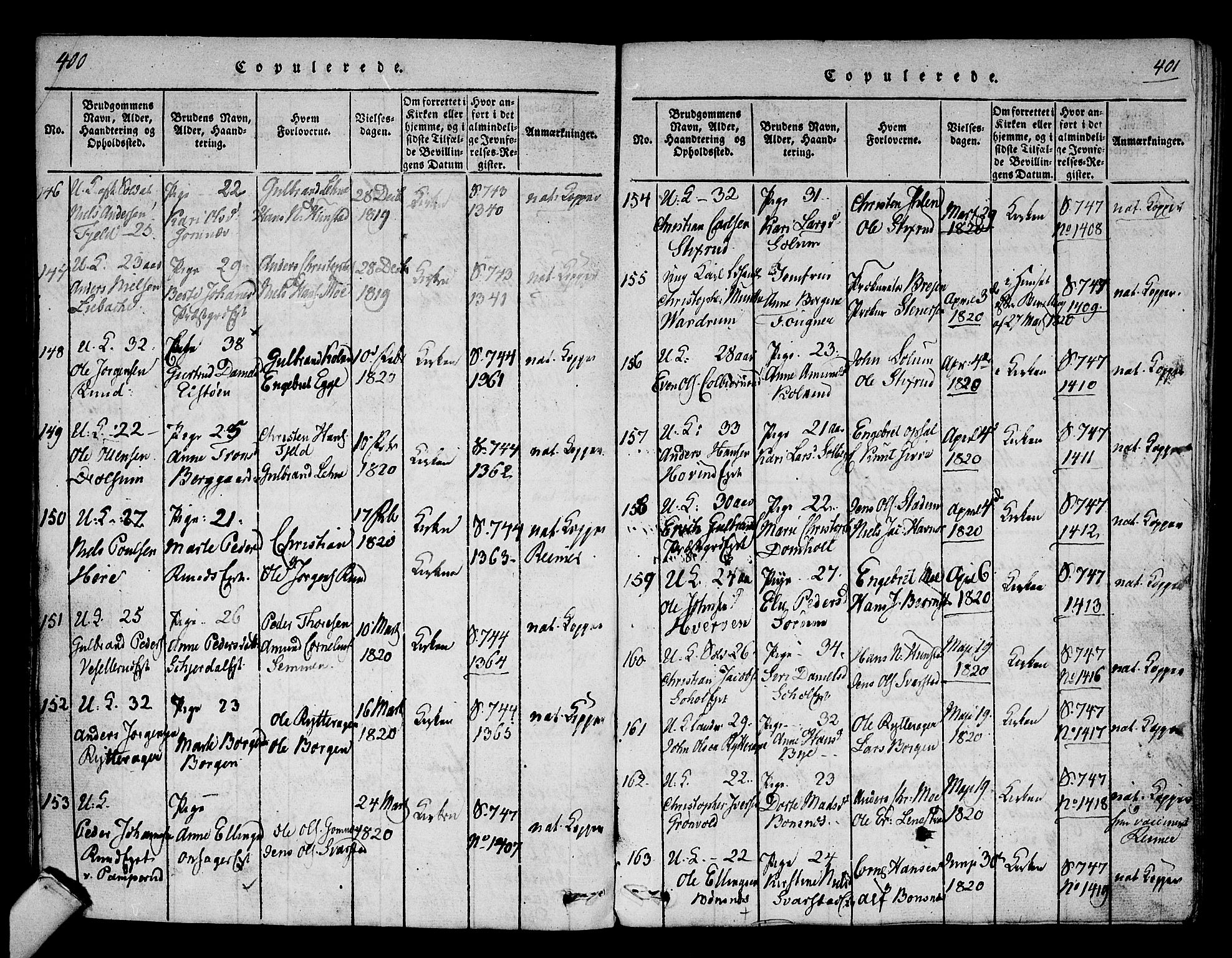 Hole kirkebøker, SAKO/A-228/F/Fa/L0004: Parish register (official) no. I 4, 1814-1833, p. 400-401