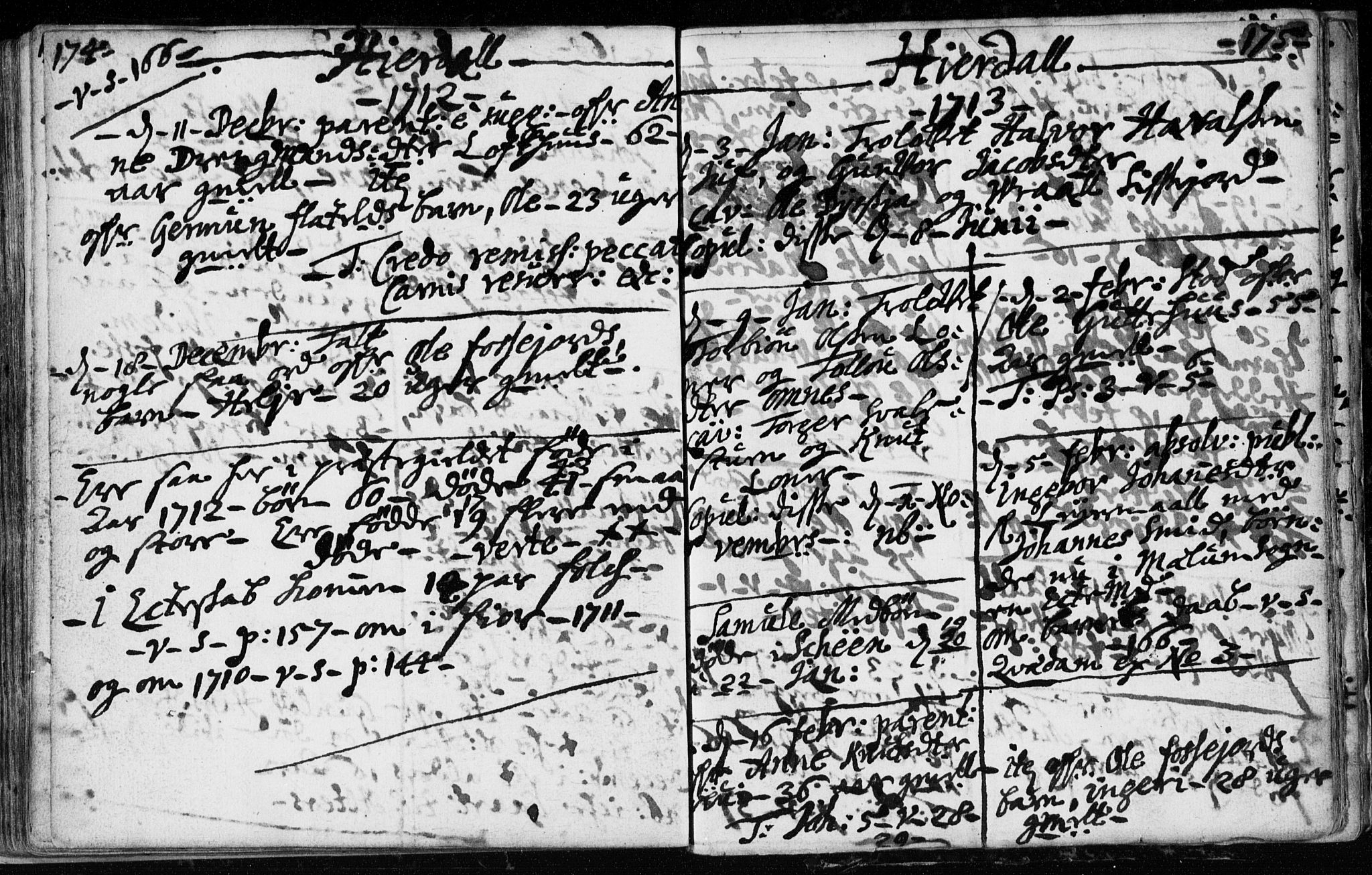 Hjartdal kirkebøker, SAKO/A-270/F/Fa/L0001: Parish register (official) no. I 1, 1685-1714, p. 174-175