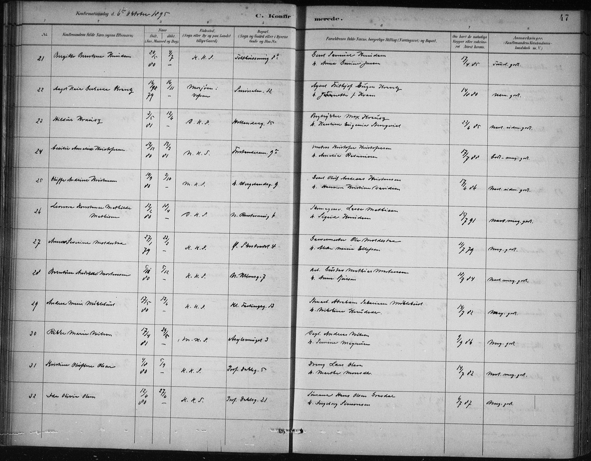 Korskirken sokneprestembete, AV/SAB-A-76101/H/Hab: Parish register (copy) no. C 4, 1893-1905, p. 47