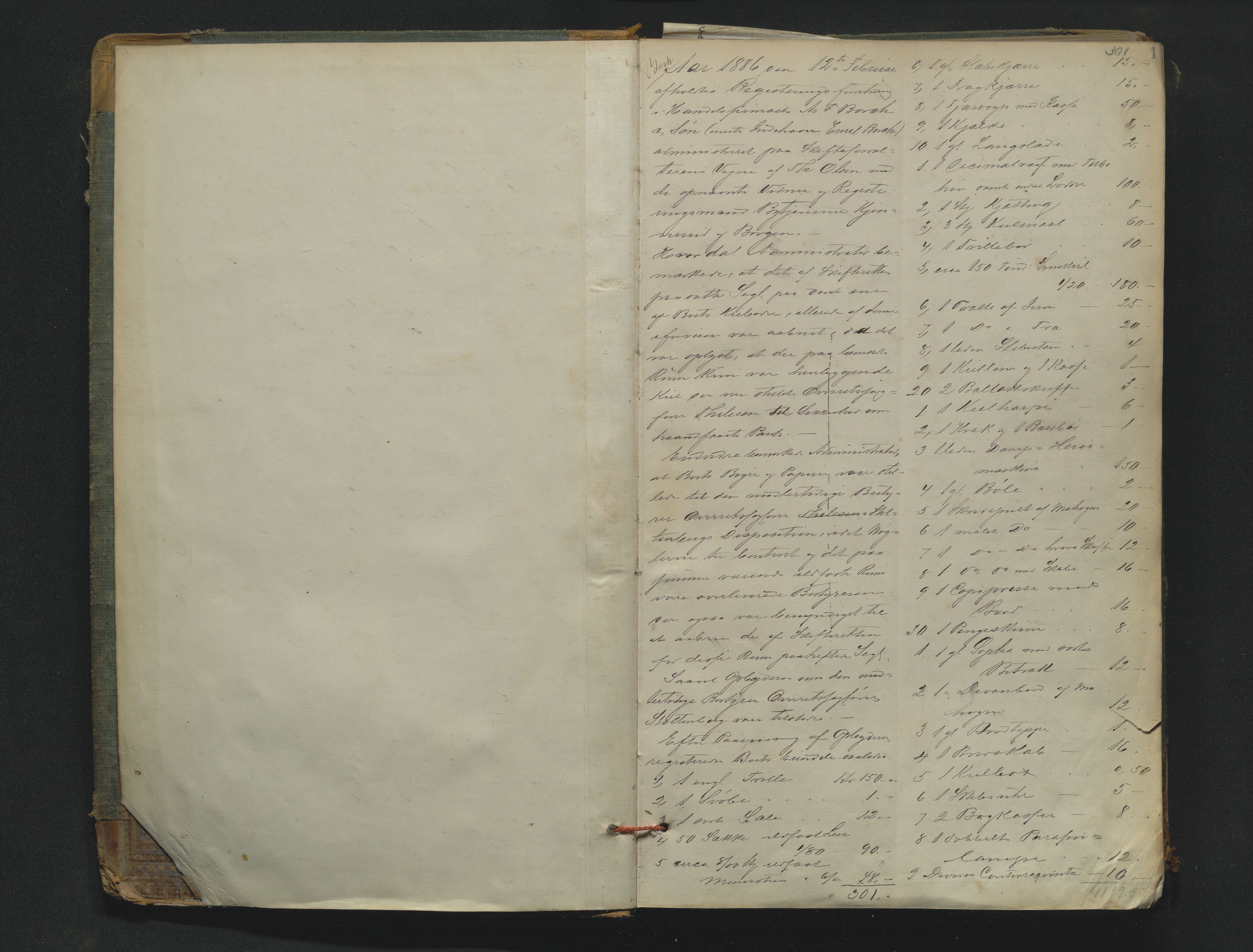 Drammen byfogd, AV/SAKO-A-222/H/Hb/Hbb/L0006: Registreringsprotokoll., 1886-1891, p. 1