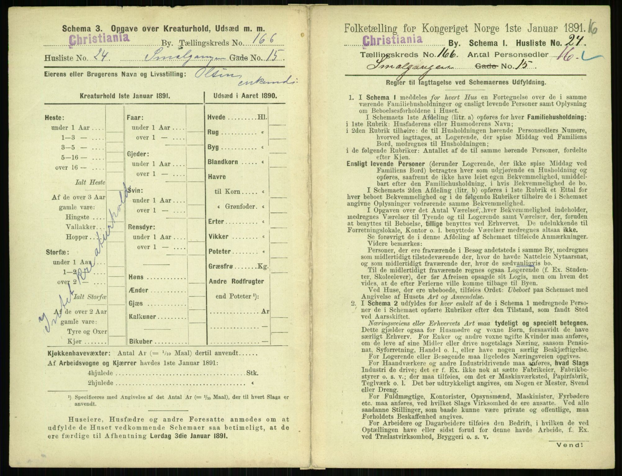 RA, 1891 census for 0301 Kristiania, 1891, p. 96103