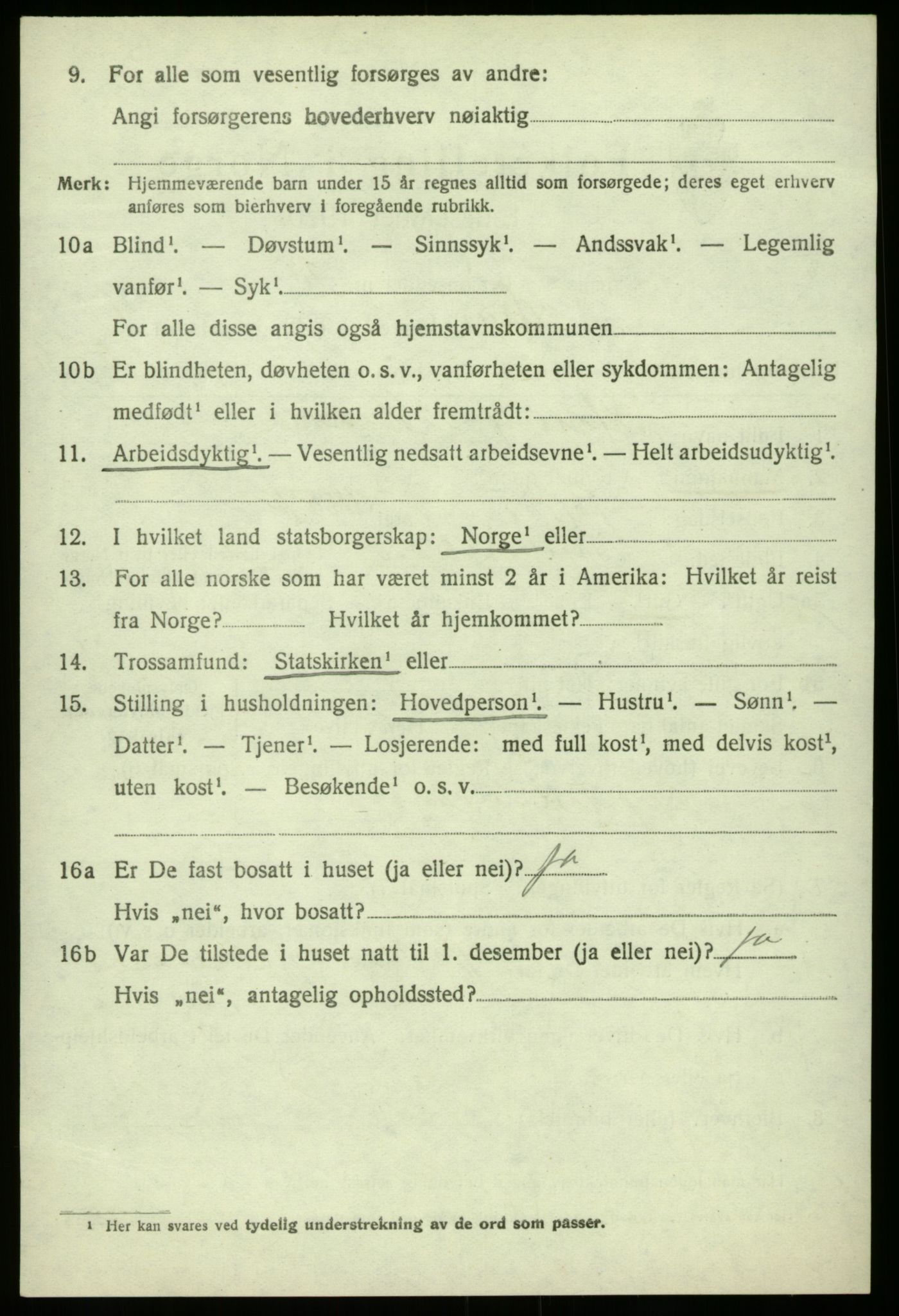 SAB, 1920 census for Haus, 1920, p. 12599