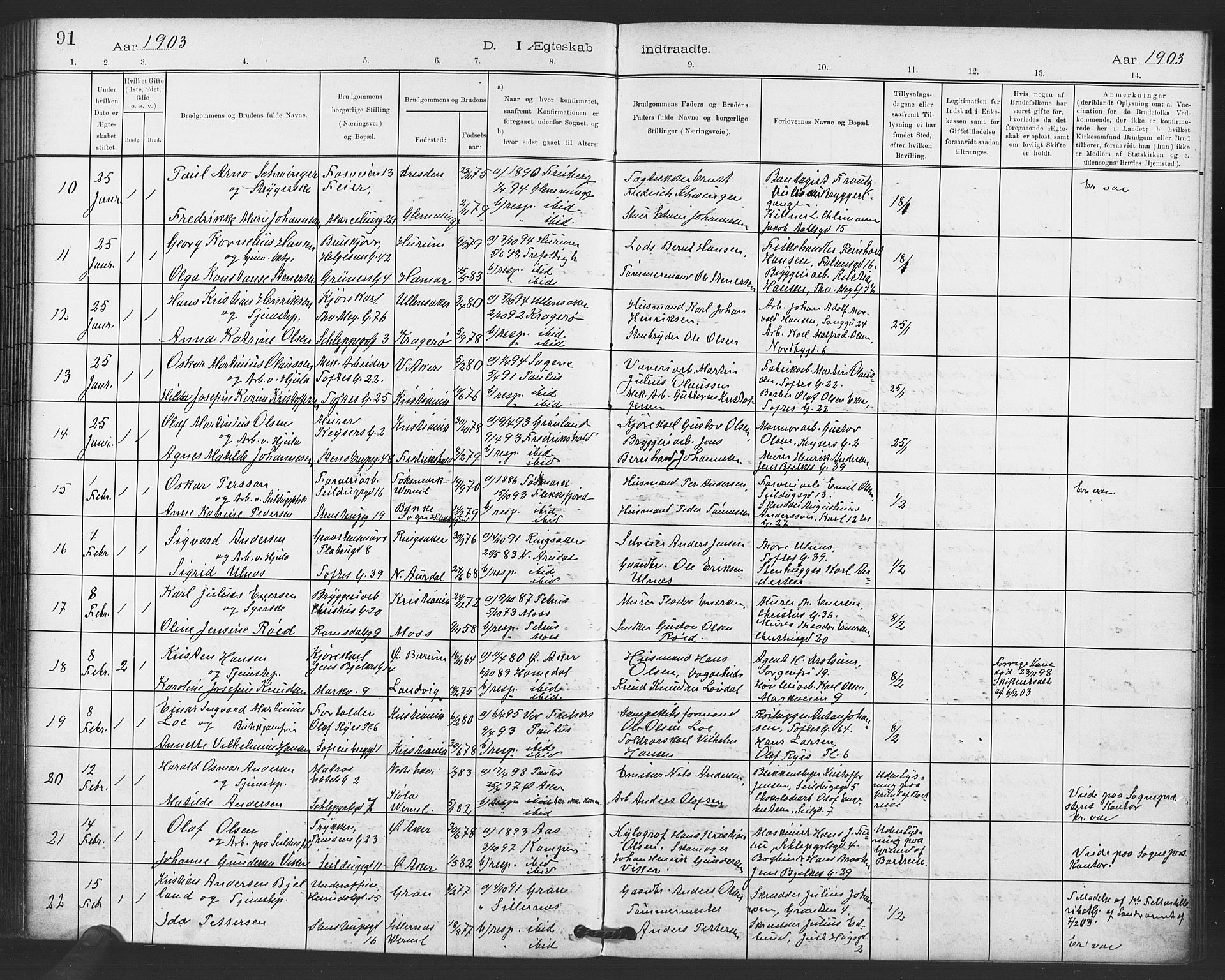 Paulus prestekontor Kirkebøker, SAO/A-10871/F/Fa/L0010: Parish register (official) no. 10, 1898-1906, p. 91