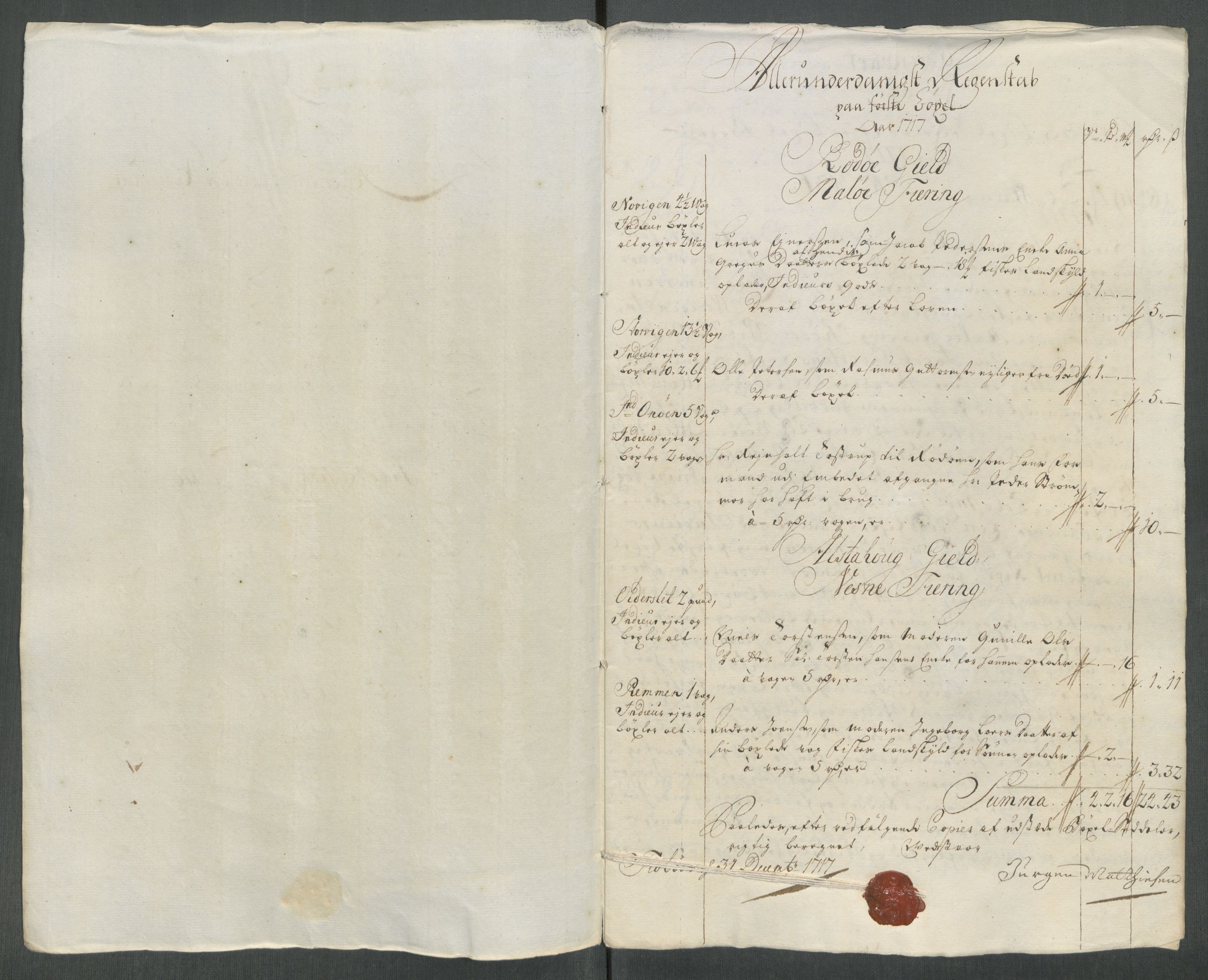 Rentekammeret inntil 1814, Reviderte regnskaper, Fogderegnskap, RA/EA-4092/R65/L4515: Fogderegnskap Helgeland, 1717, p. 270