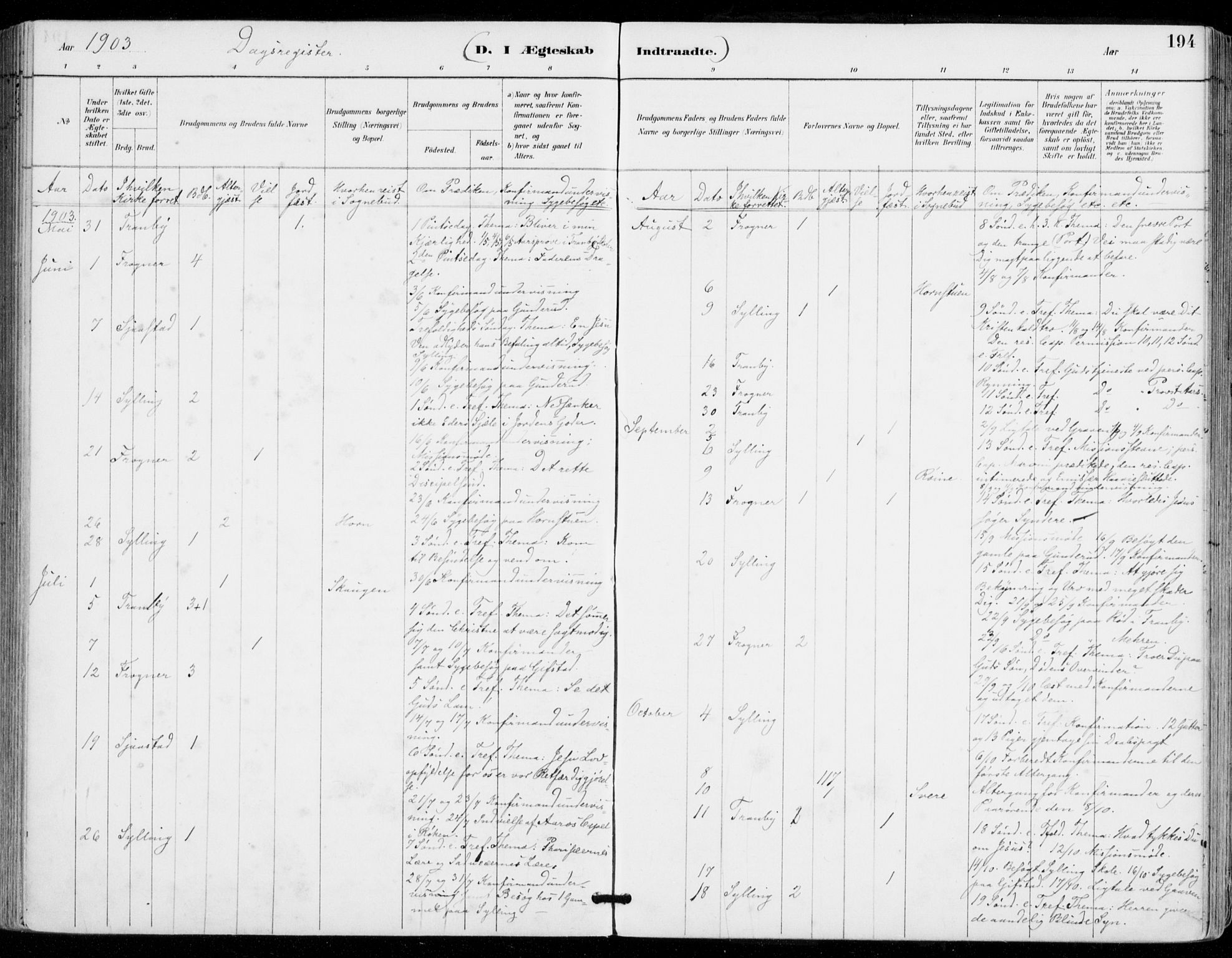 Sylling kirkebøker, AV/SAKO-A-247/F/Fa/L0001: Parish register (official) no. 1, 1883-1910, p. 194