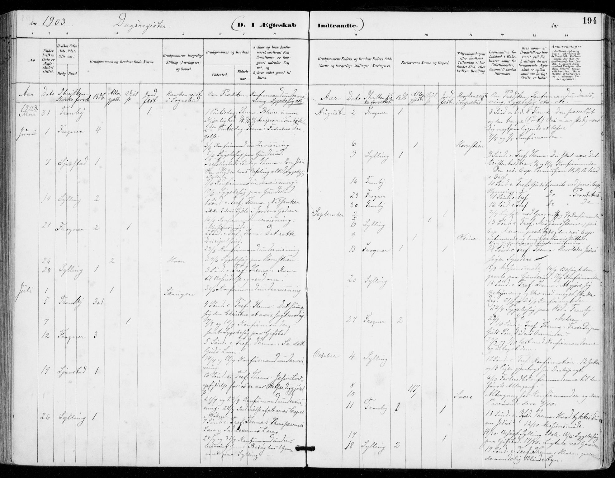 Sylling kirkebøker, SAKO/A-247/F/Fa/L0001: Parish register (official) no. 1, 1883-1910, p. 194