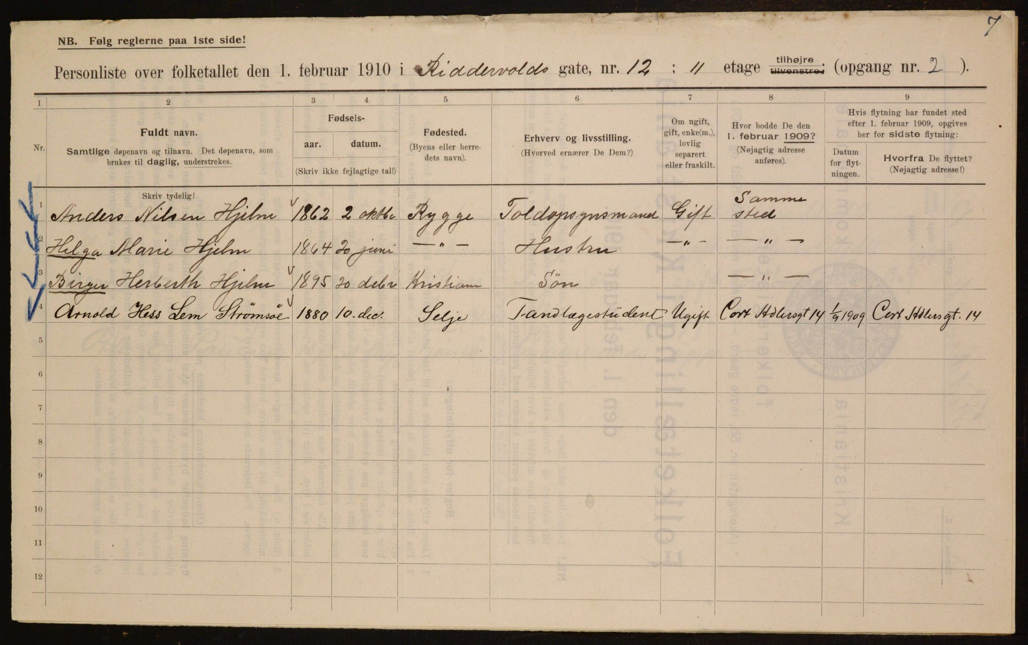 OBA, Municipal Census 1910 for Kristiania, 1910, p. 79493