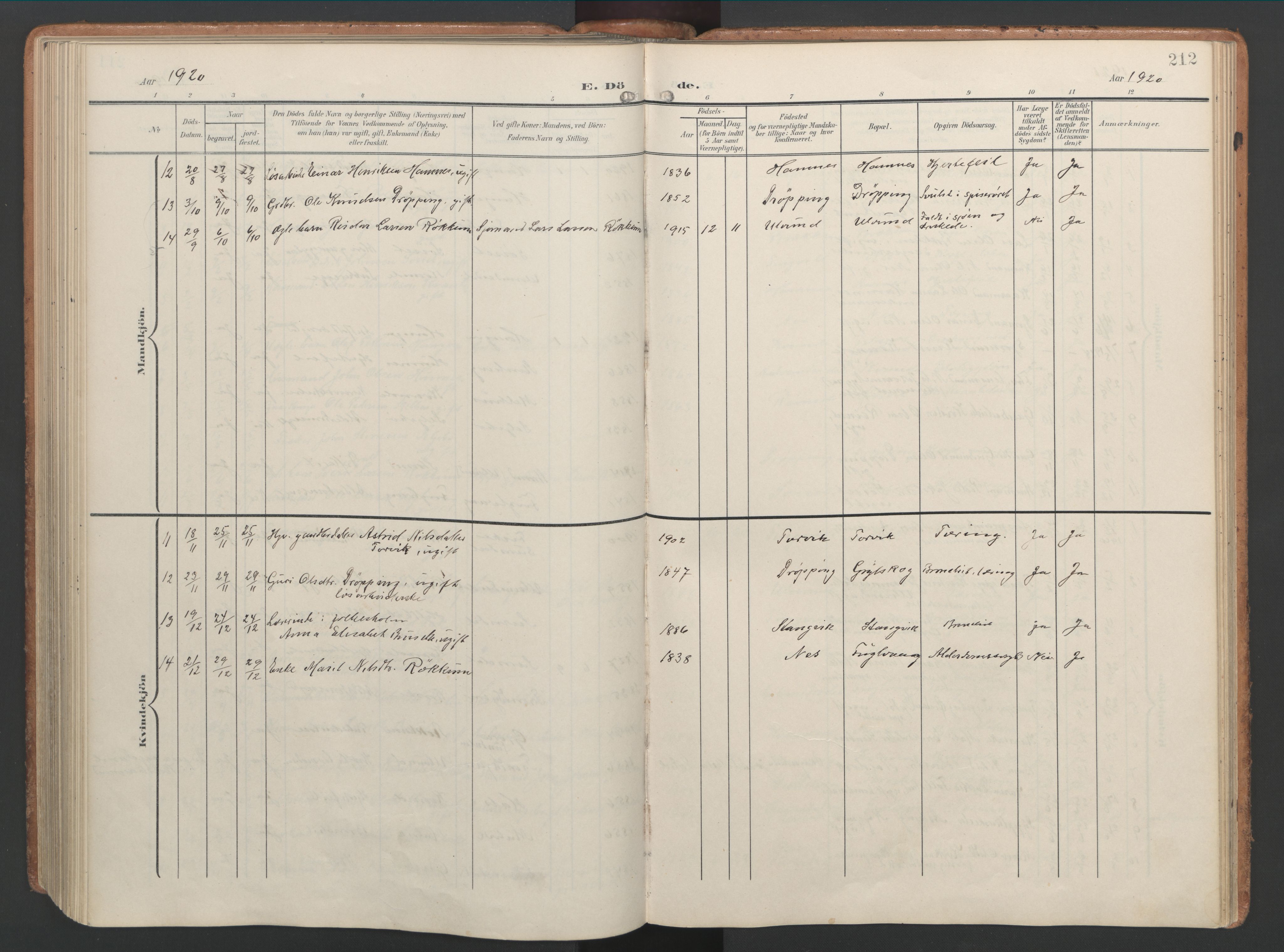 Ministerialprotokoller, klokkerbøker og fødselsregistre - Møre og Romsdal, AV/SAT-A-1454/592/L1030: Parish register (official) no. 592A08, 1901-1925, p. 212