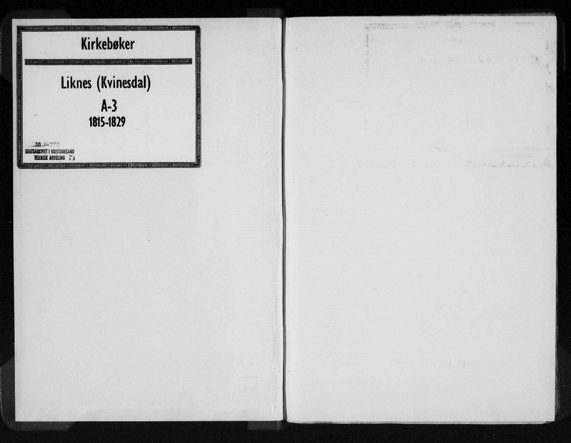 Kvinesdal sokneprestkontor, AV/SAK-1111-0026/F/Fa/Fab/L0003: Parish register (official) no. A 3, 1815-1829