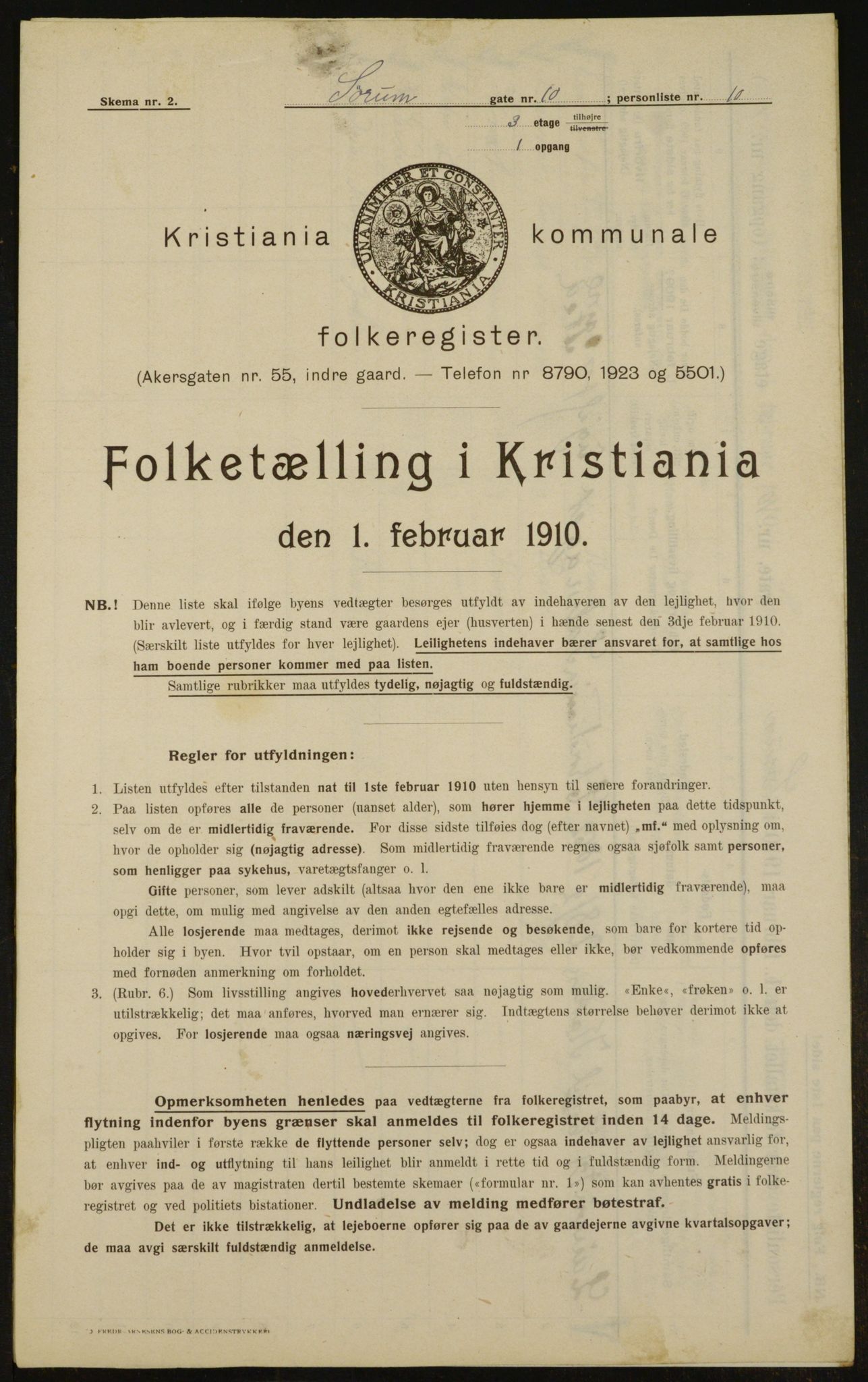 OBA, Municipal Census 1910 for Kristiania, 1910, p. 101615