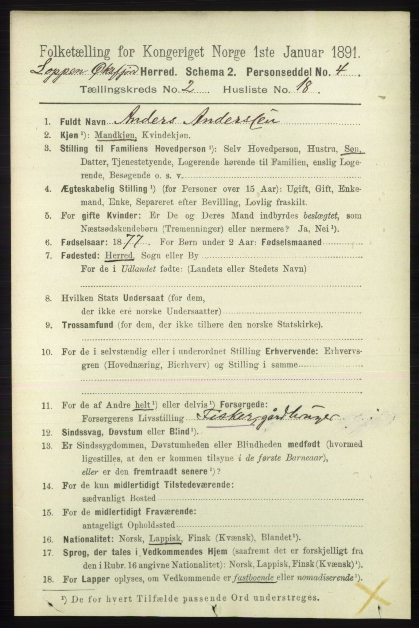 RA, 1891 census for 2014 Loppa, 1891, p. 478