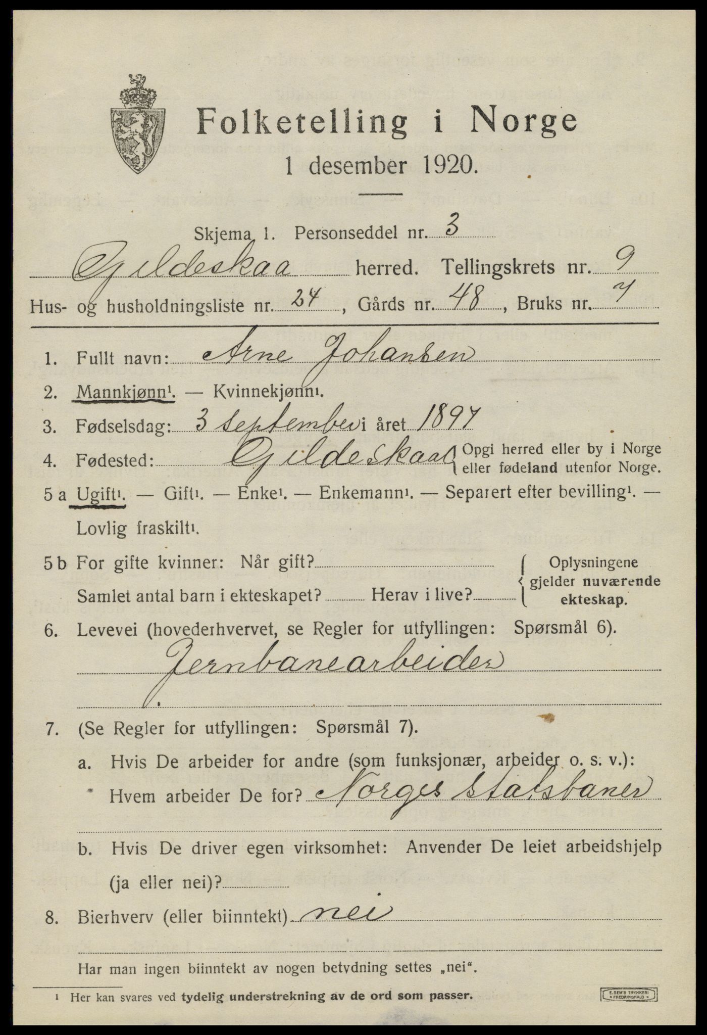 SAT, 1920 census for Gildeskål, 1920, p. 6058