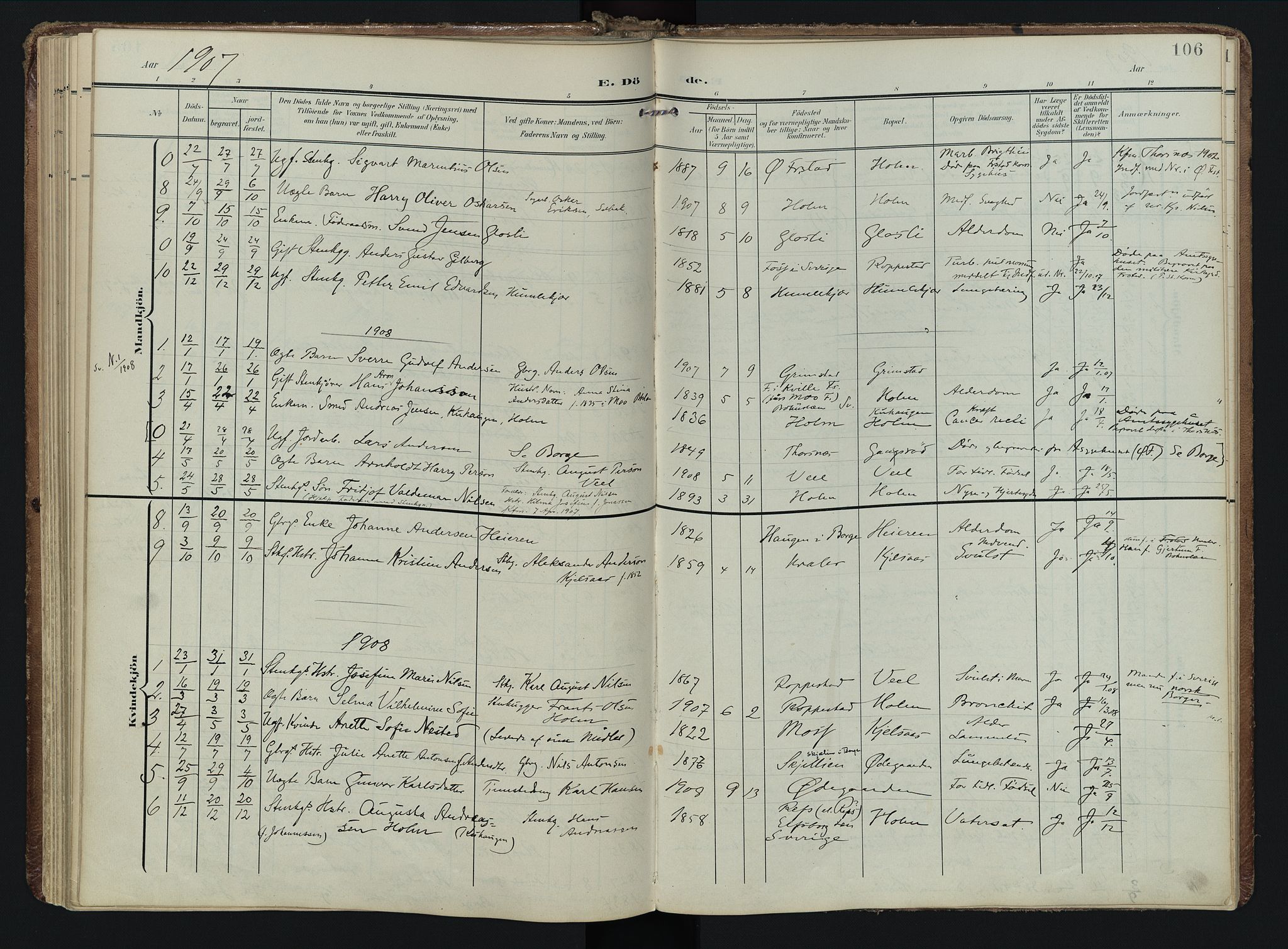 Borge prestekontor Kirkebøker, AV/SAO-A-10903/F/Fb/L0004: Parish register (official) no. II 4, 1902-1914, p. 106