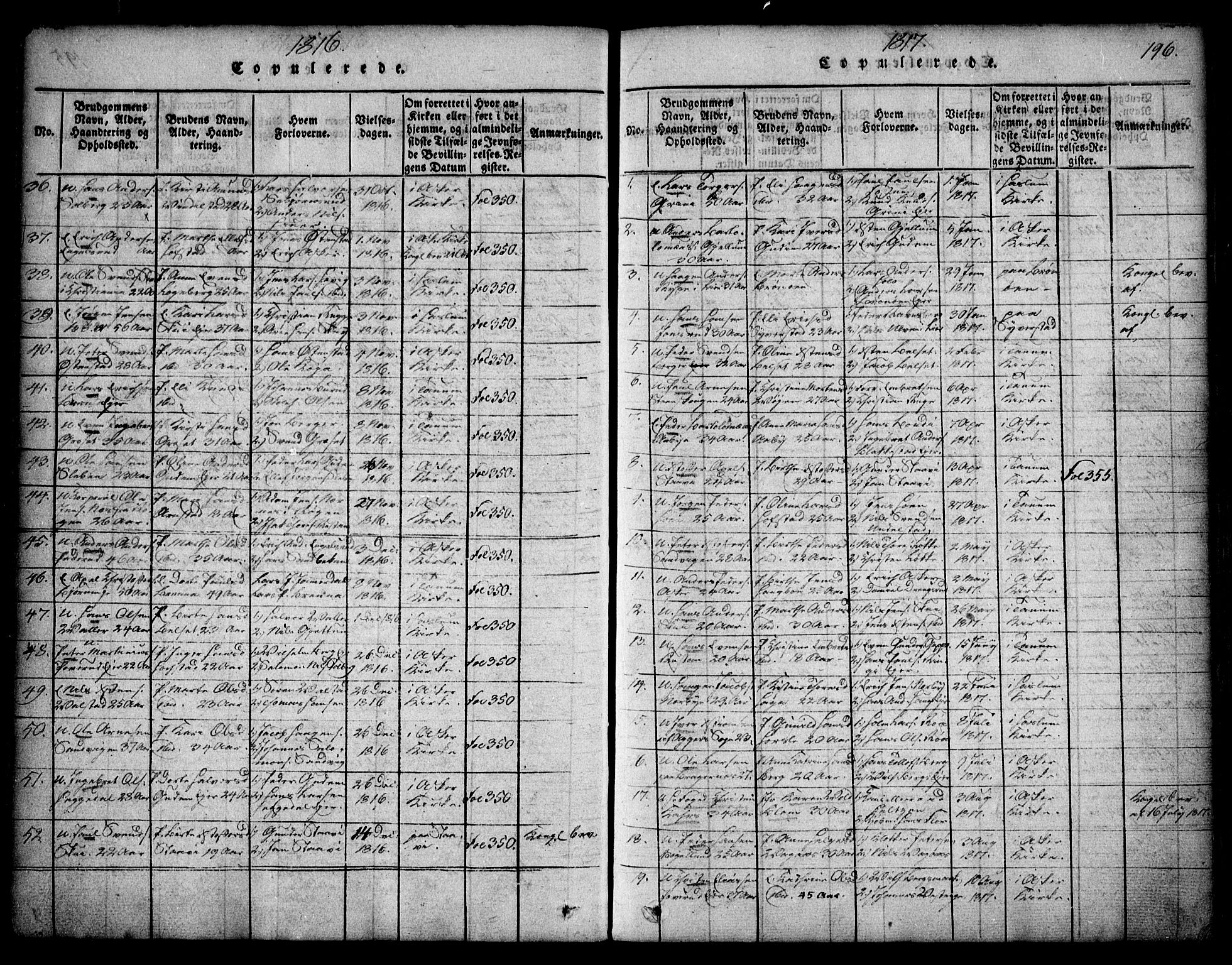 Asker prestekontor Kirkebøker, SAO/A-10256a/F/Fa/L0006: Parish register (official) no. I 6, 1814-1824, p. 196