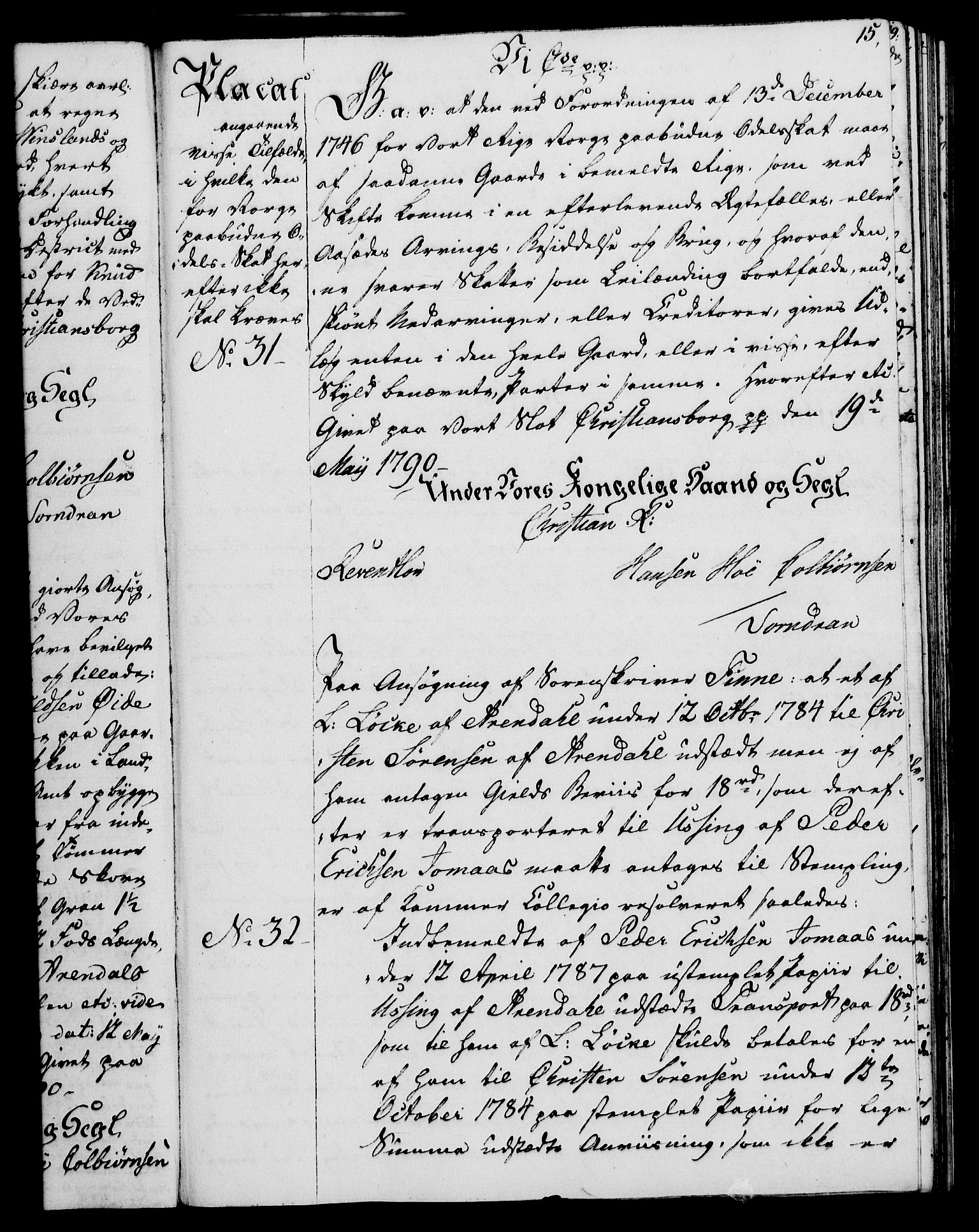 Rentekammeret, Kammerkanselliet, AV/RA-EA-3111/G/Gg/Gga/L0015: Norsk ekspedisjonsprotokoll med register (merket RK 53.15), 1790-1791, p. 15