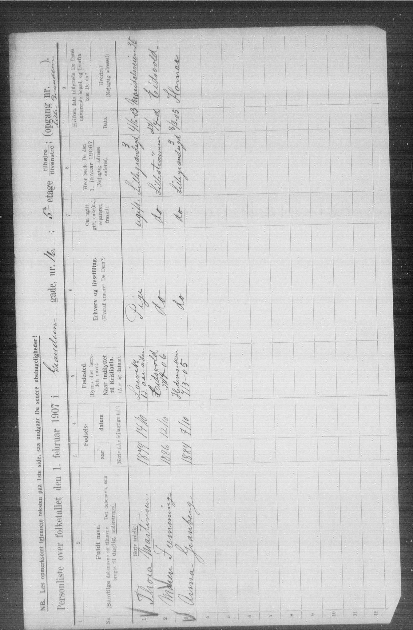 OBA, Municipal Census 1907 for Kristiania, 1907, p. 15171