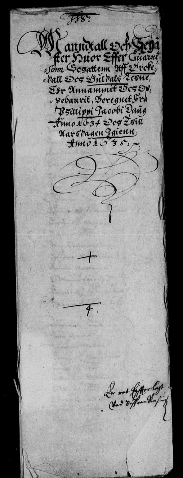 Rentekammeret inntil 1814, Reviderte regnskaper, Lensregnskaper, AV/RA-EA-5023/R/Rb/Rbw/L0055: Trondheim len, 1634-1635