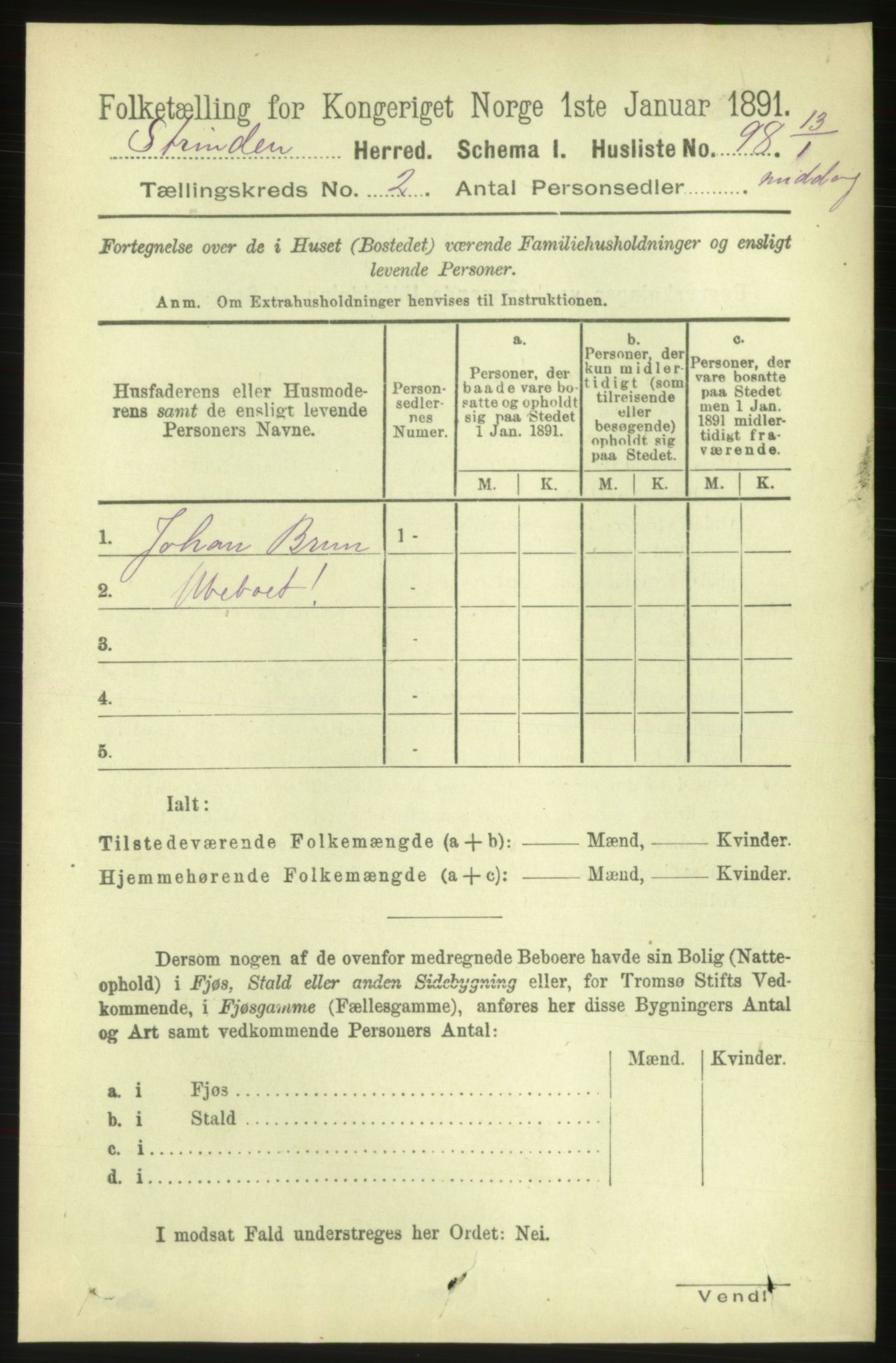 RA, 1891 census for 1660 Strinda, 1891, p. 787