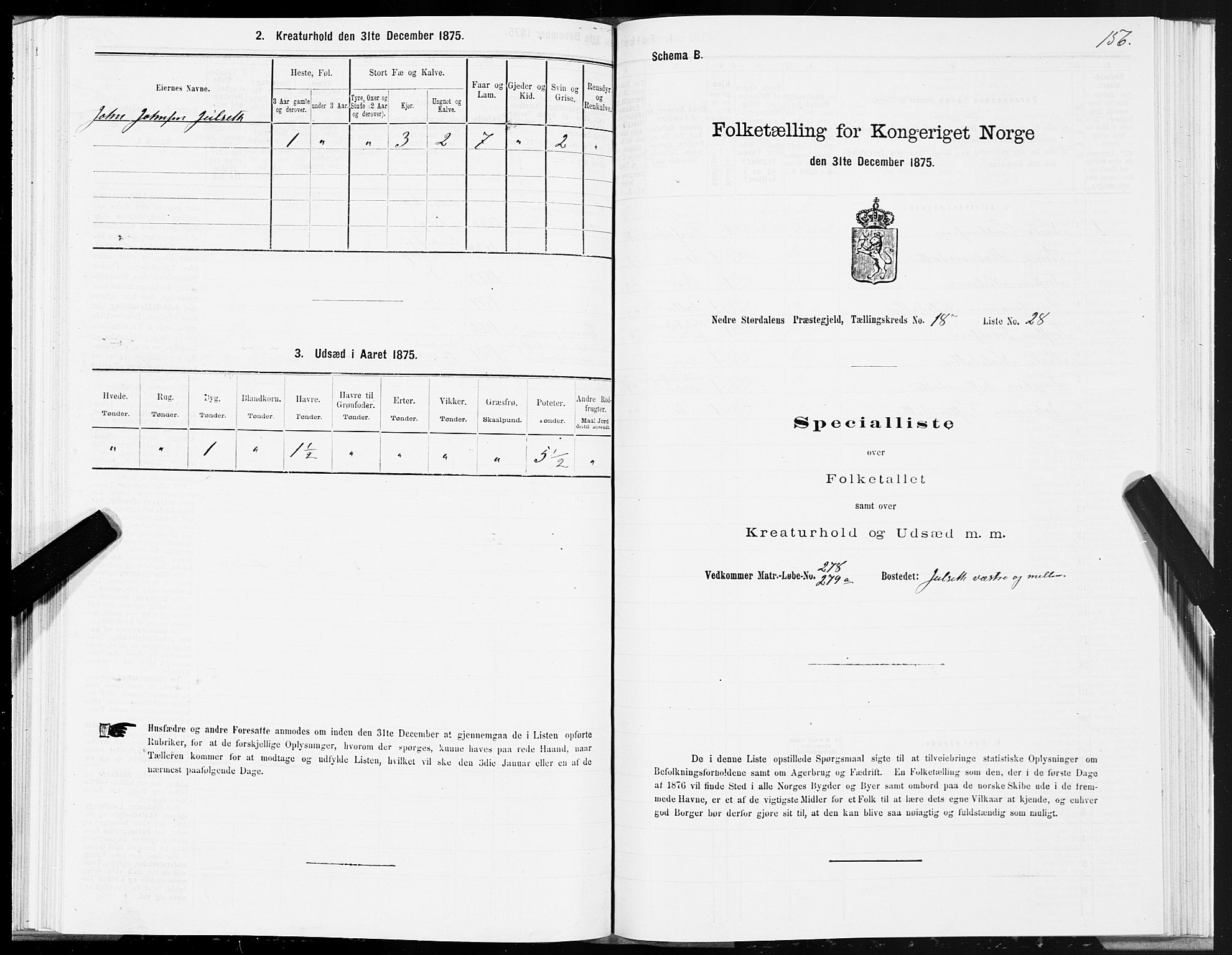 SAT, 1875 census for 1714P Nedre Stjørdal, 1875, p. 9156