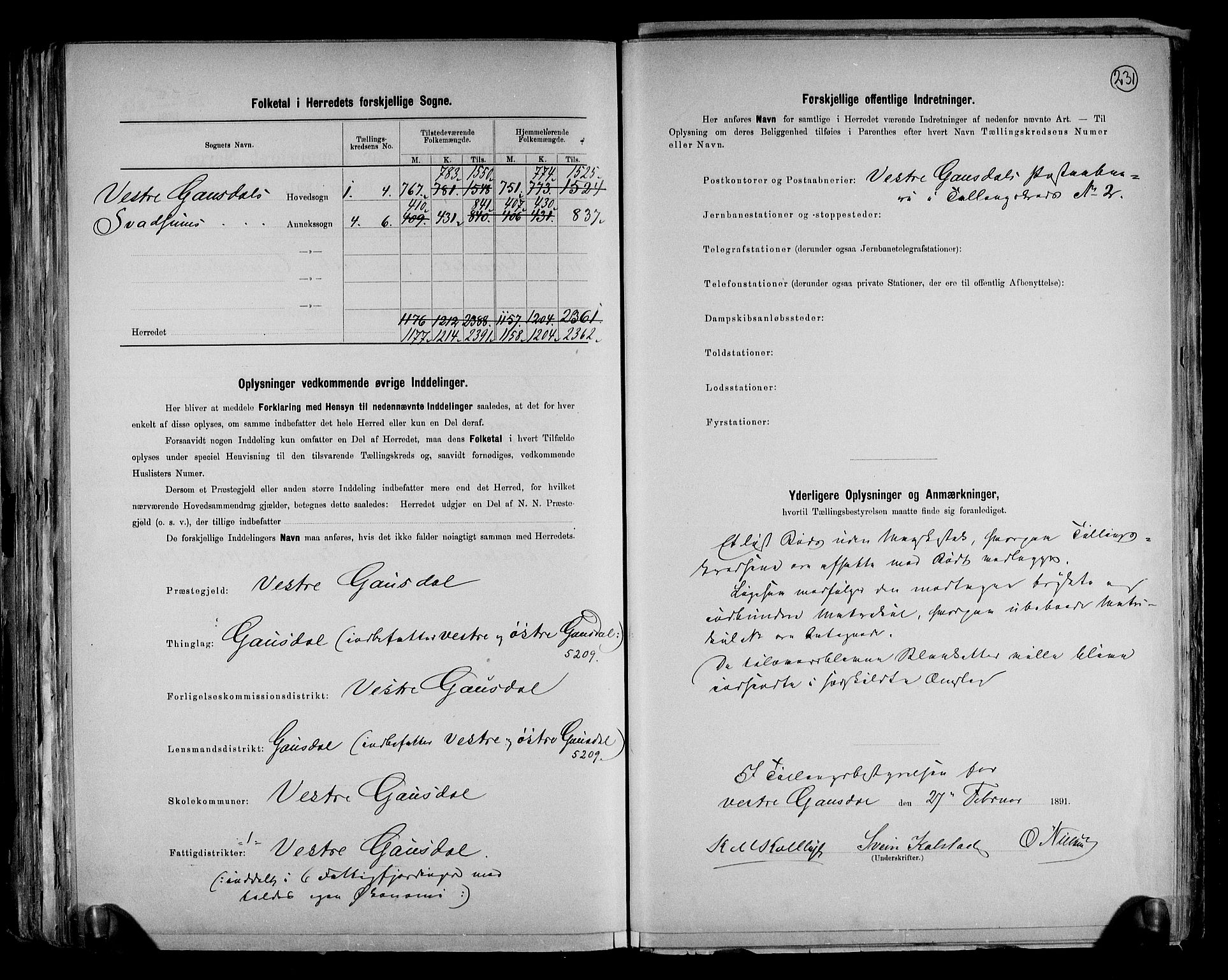 RA, 1891 census for 0523 Vestre Gausdal, 1891, p. 3