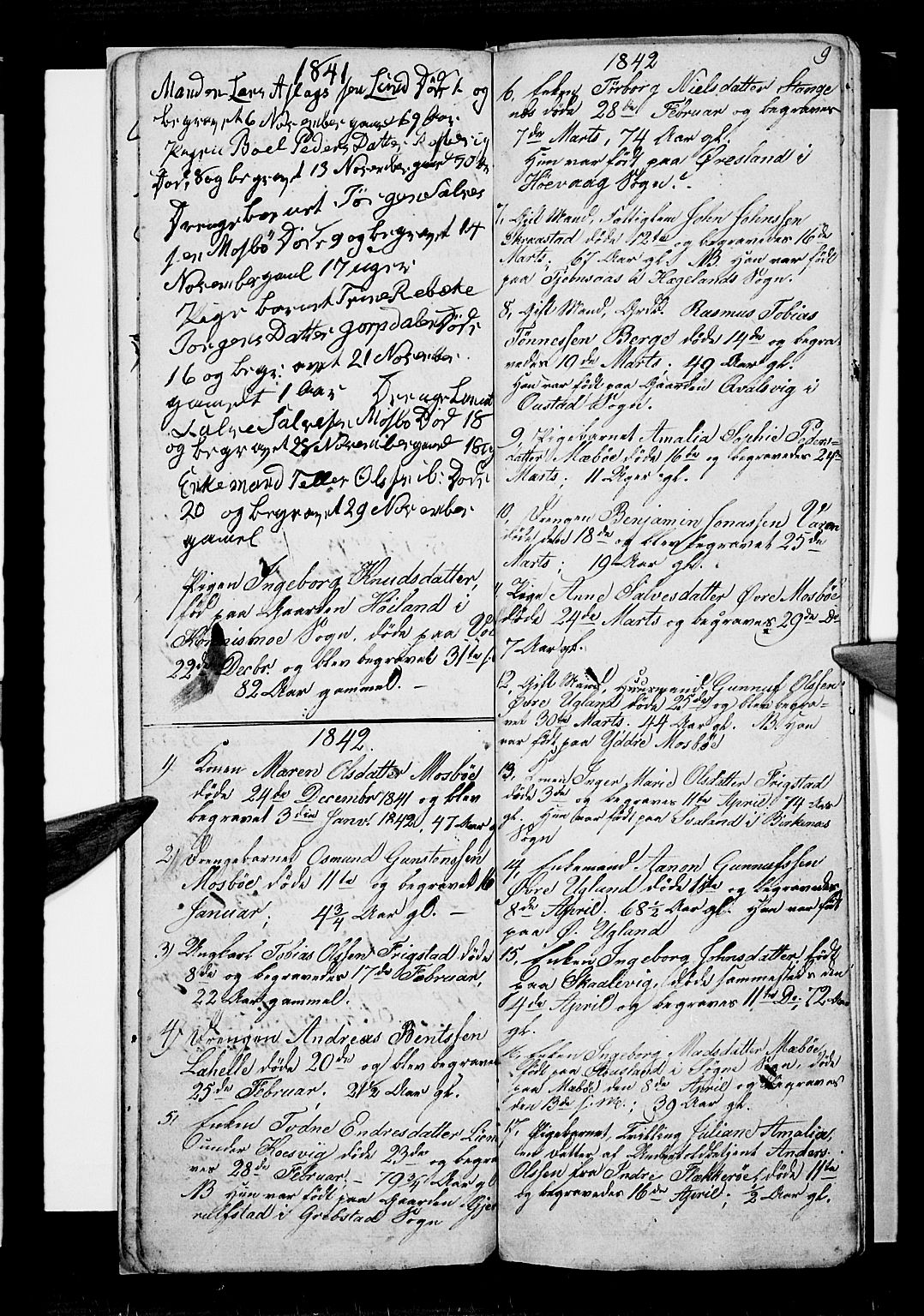 Oddernes sokneprestkontor, SAK/1111-0033/F/Fb/Fba/L0004: Parish register (copy) no. B 4, 1837-1846, p. 9