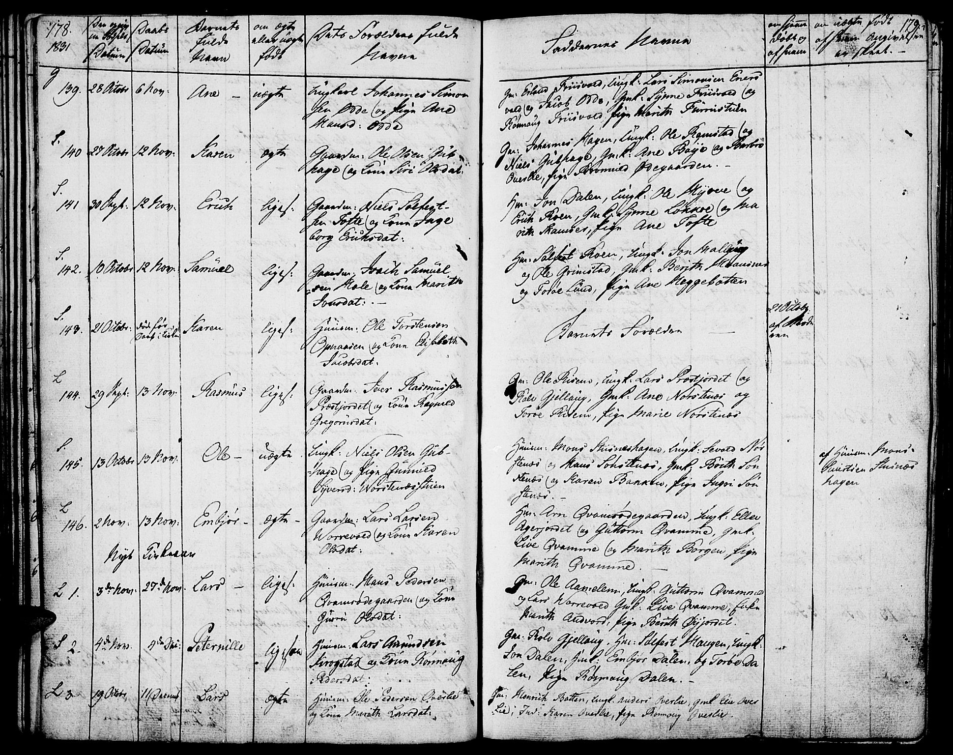Lom prestekontor, SAH/PREST-070/K/L0005: Parish register (official) no. 5, 1825-1837, p. 178-179