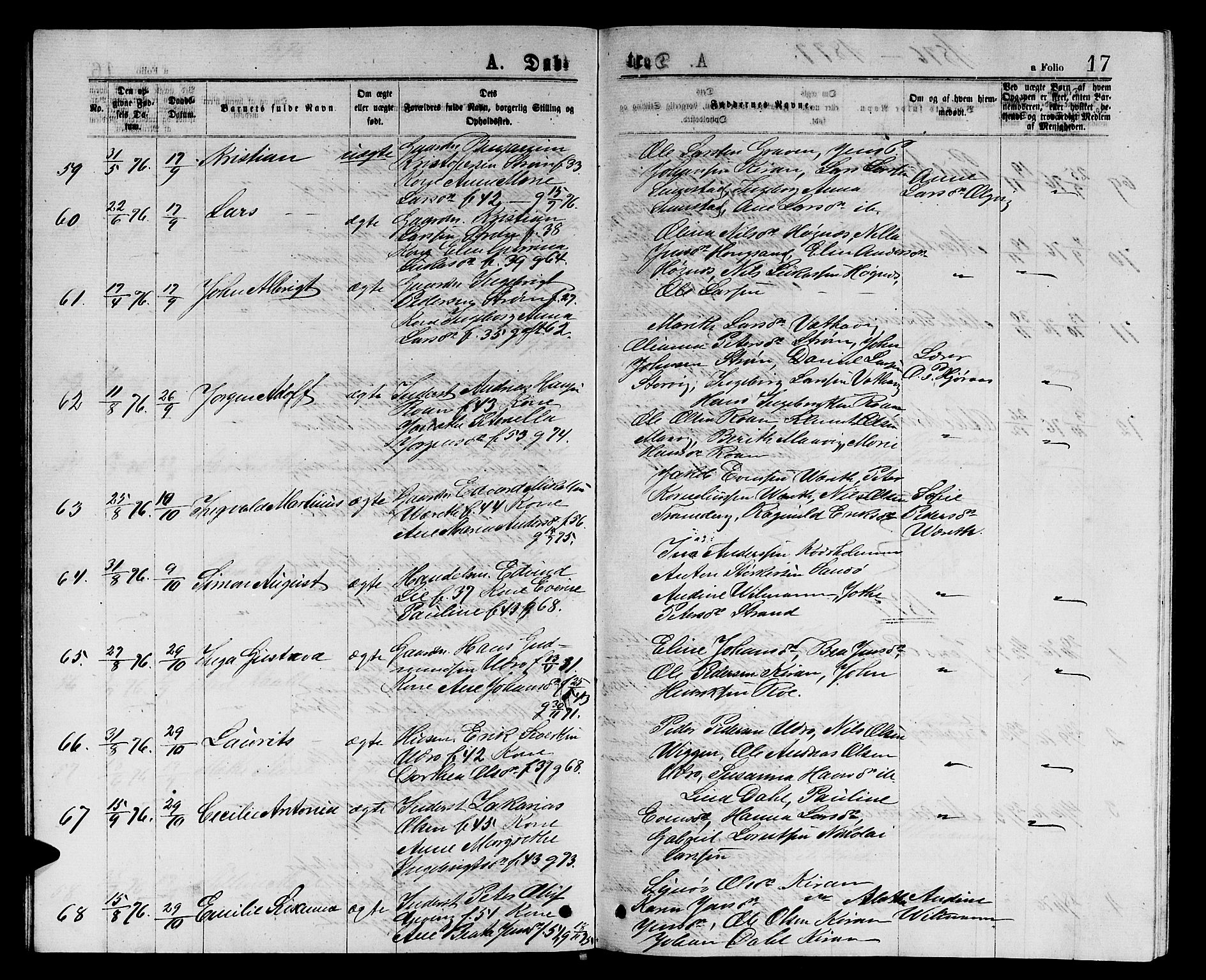 Ministerialprotokoller, klokkerbøker og fødselsregistre - Sør-Trøndelag, AV/SAT-A-1456/657/L0715: Parish register (copy) no. 657C02, 1873-1888, p. 17