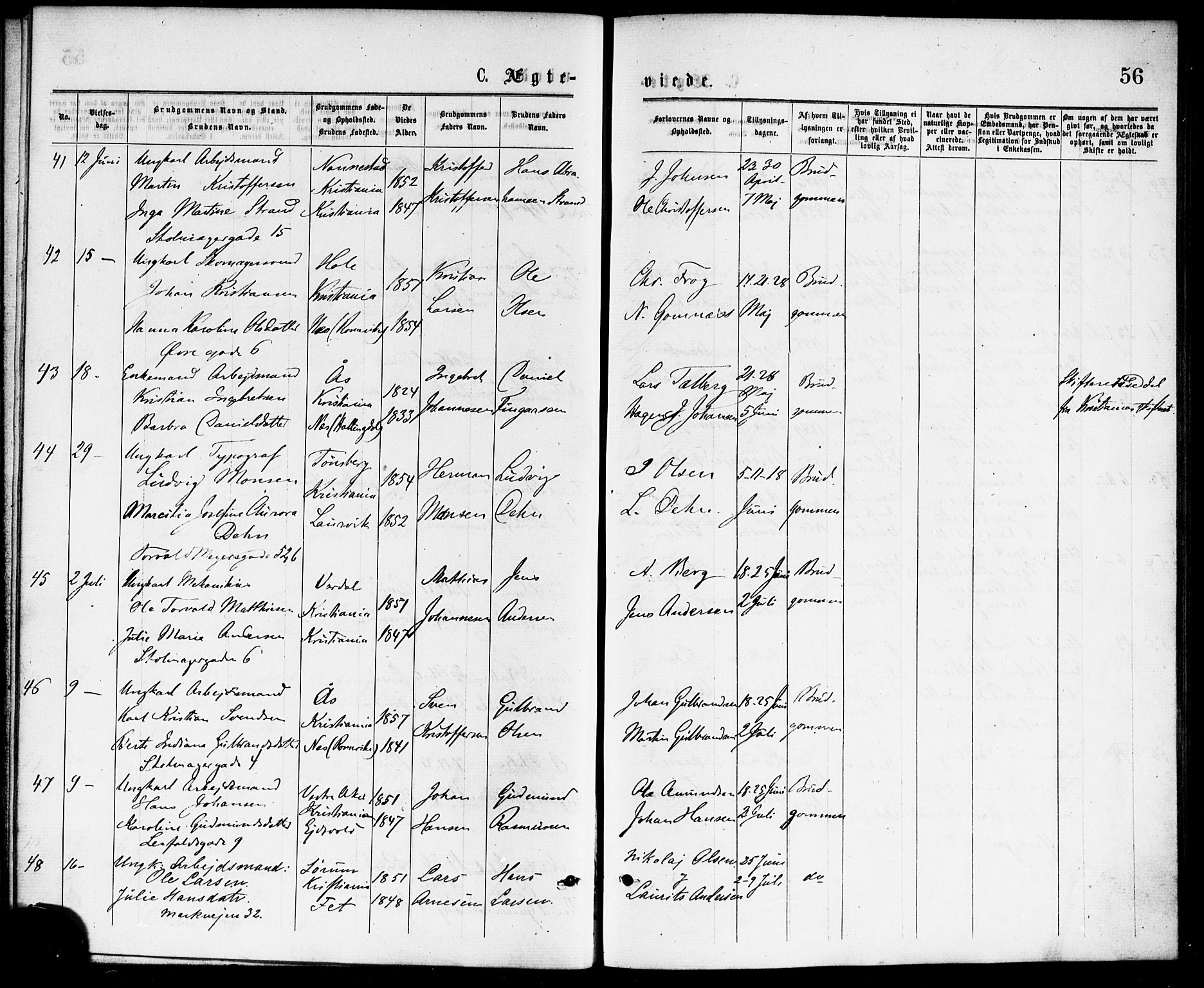 Paulus prestekontor Kirkebøker, SAO/A-10871/F/Fa/L0002: Parish register (official) no. 2, 1875-1878, p. 56