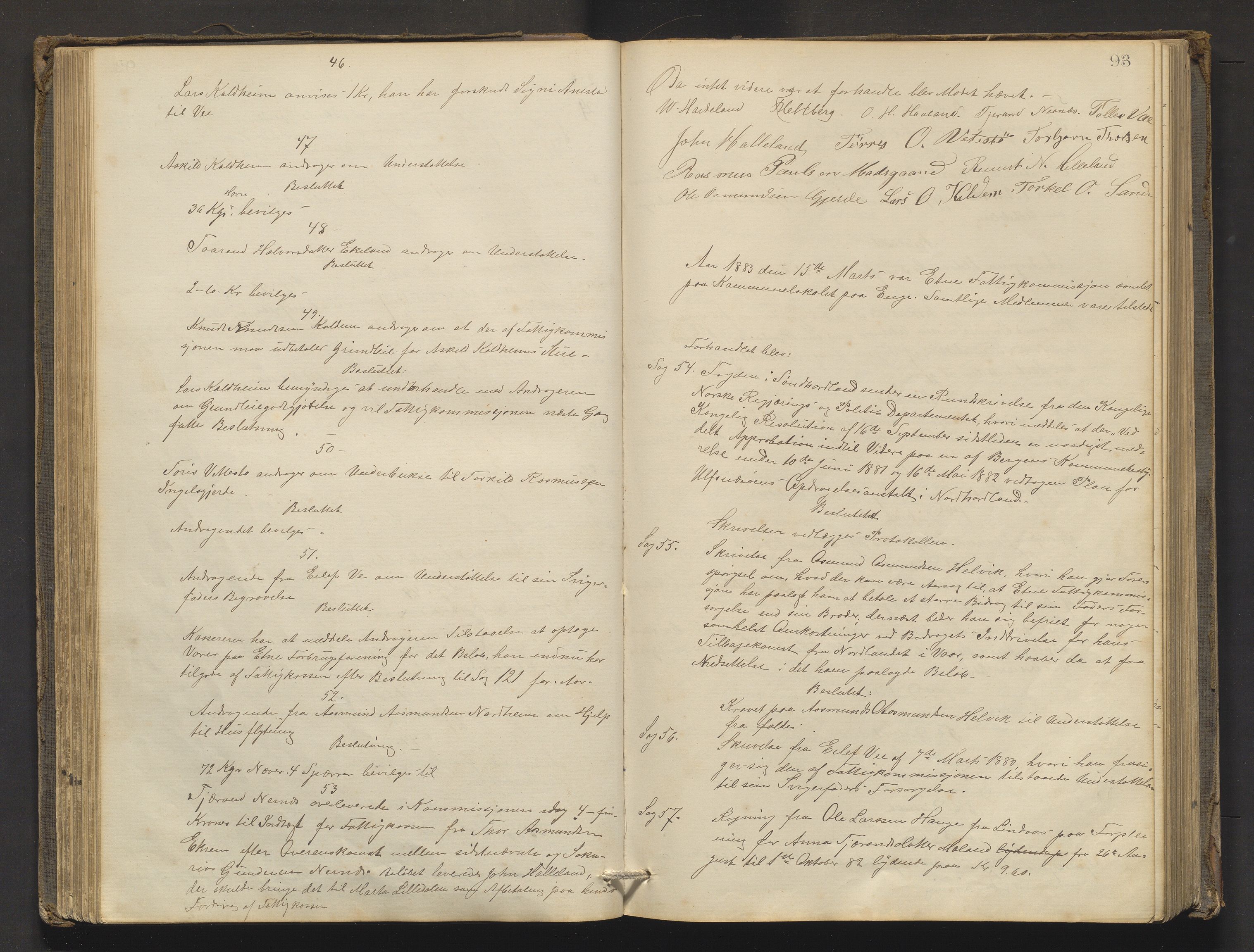Etne kommune. Fattigstyret, IKAH/1211-311/A/Aa/L0002: Møtebok for Etne fattigkommisjon, 1876-1897, p. 93