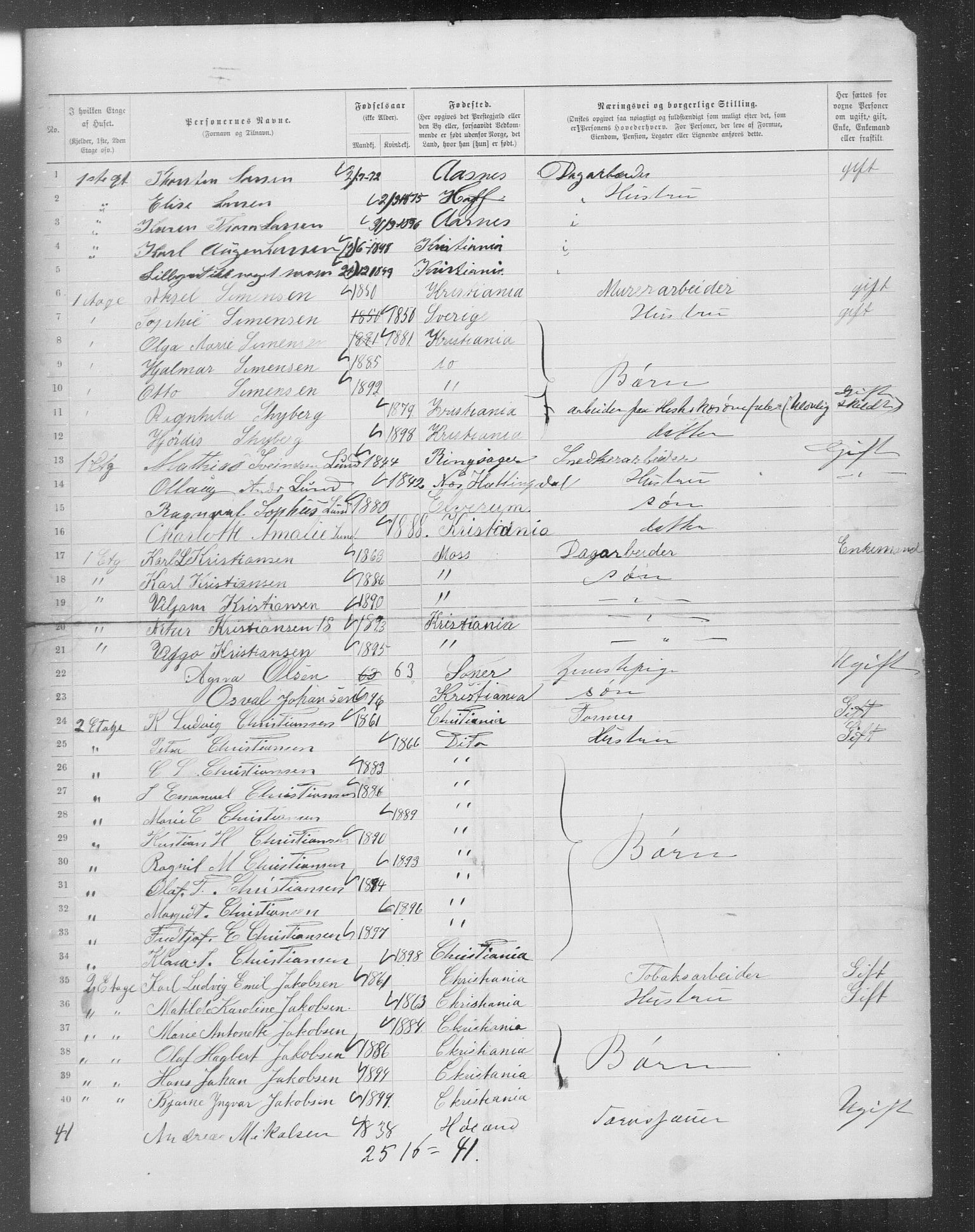 OBA, Municipal Census 1899 for Kristiania, 1899, p. 7474