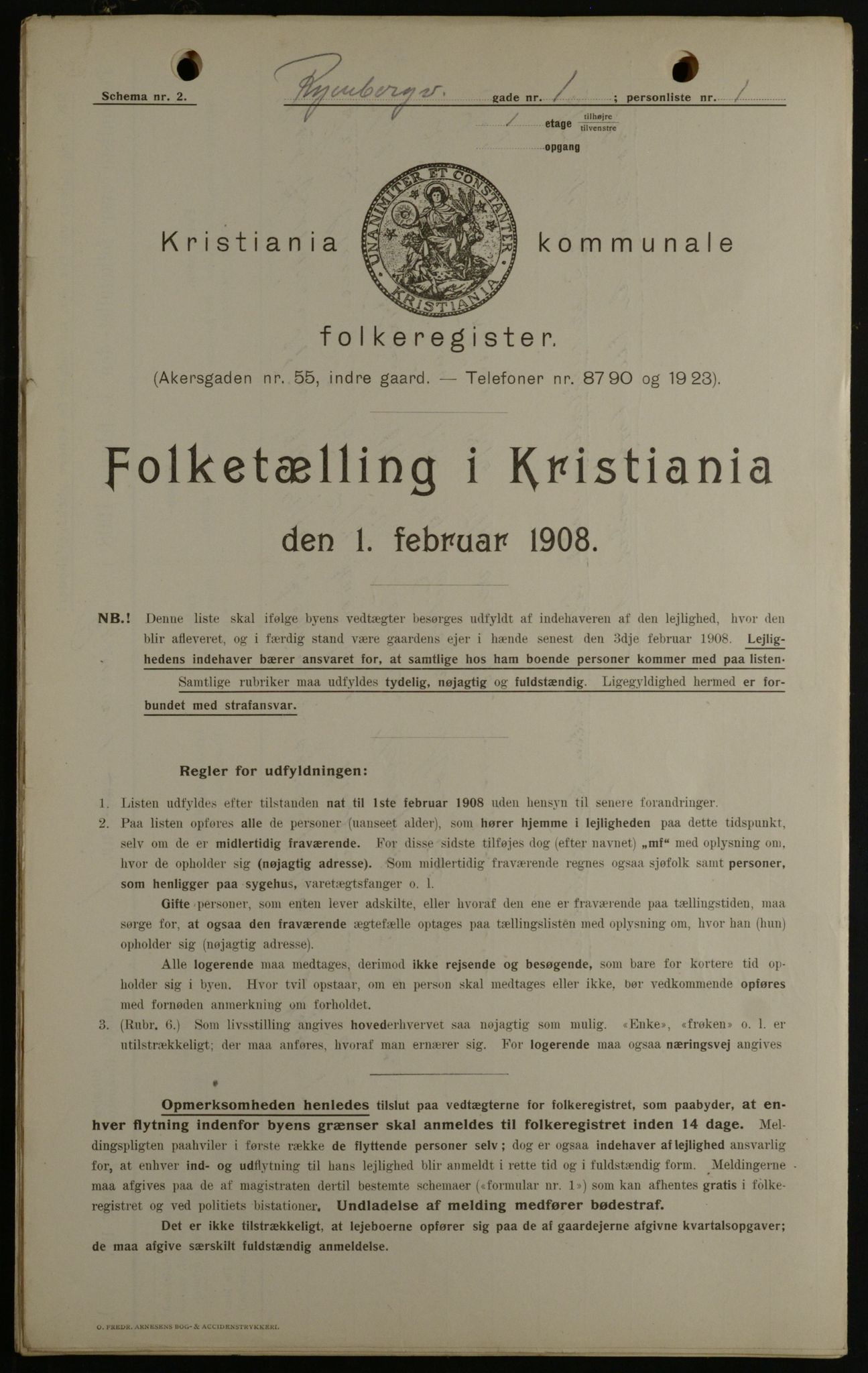 OBA, Municipal Census 1908 for Kristiania, 1908, p. 77132