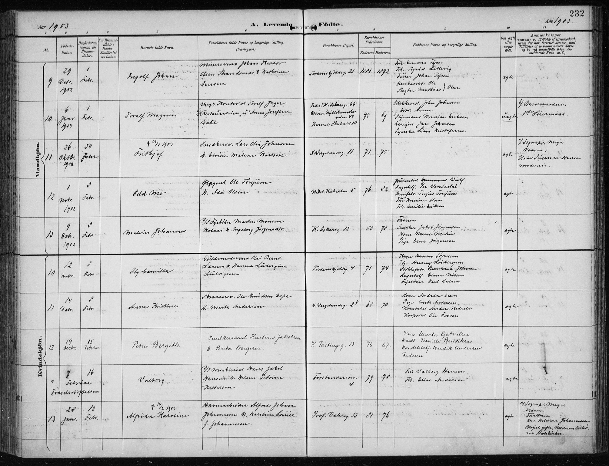 Korskirken sokneprestembete, AV/SAB-A-76101/H/Hab: Parish register (copy) no. B 10, 1896-1905, p. 232