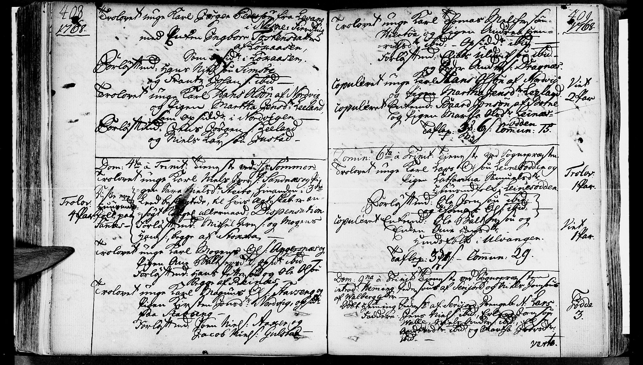 Ministerialprotokoller, klokkerbøker og fødselsregistre - Nordland, AV/SAT-A-1459/830/L0437: Parish register (official) no. 830A05 /2, 1768-1776, p. 408-409