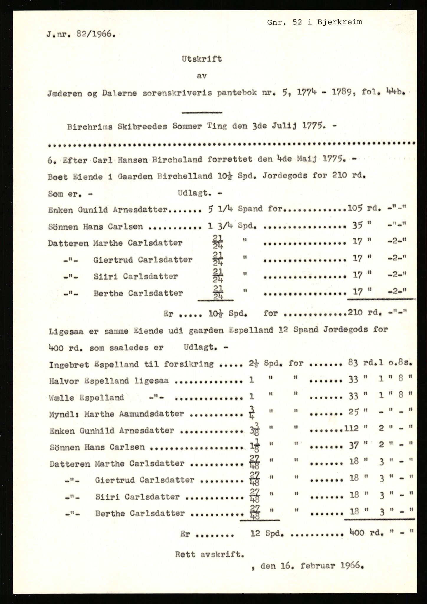 Statsarkivet i Stavanger, AV/SAST-A-101971/03/Y/Yj/L0007: Avskrifter sortert etter gårdsnavn: Berekvam - Birkeland, 1750-1930, p. 617