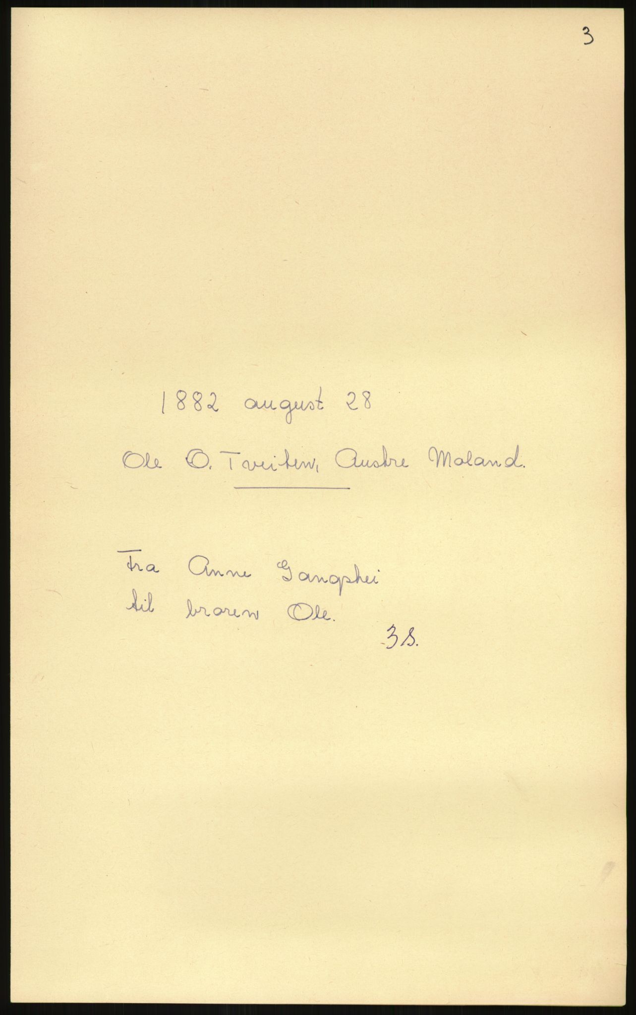 Samlinger til kildeutgivelse, Amerikabrevene, AV/RA-EA-4057/F/L0027: Innlån fra Aust-Agder: Dannevig - Valsgård, 1838-1914, p. 693