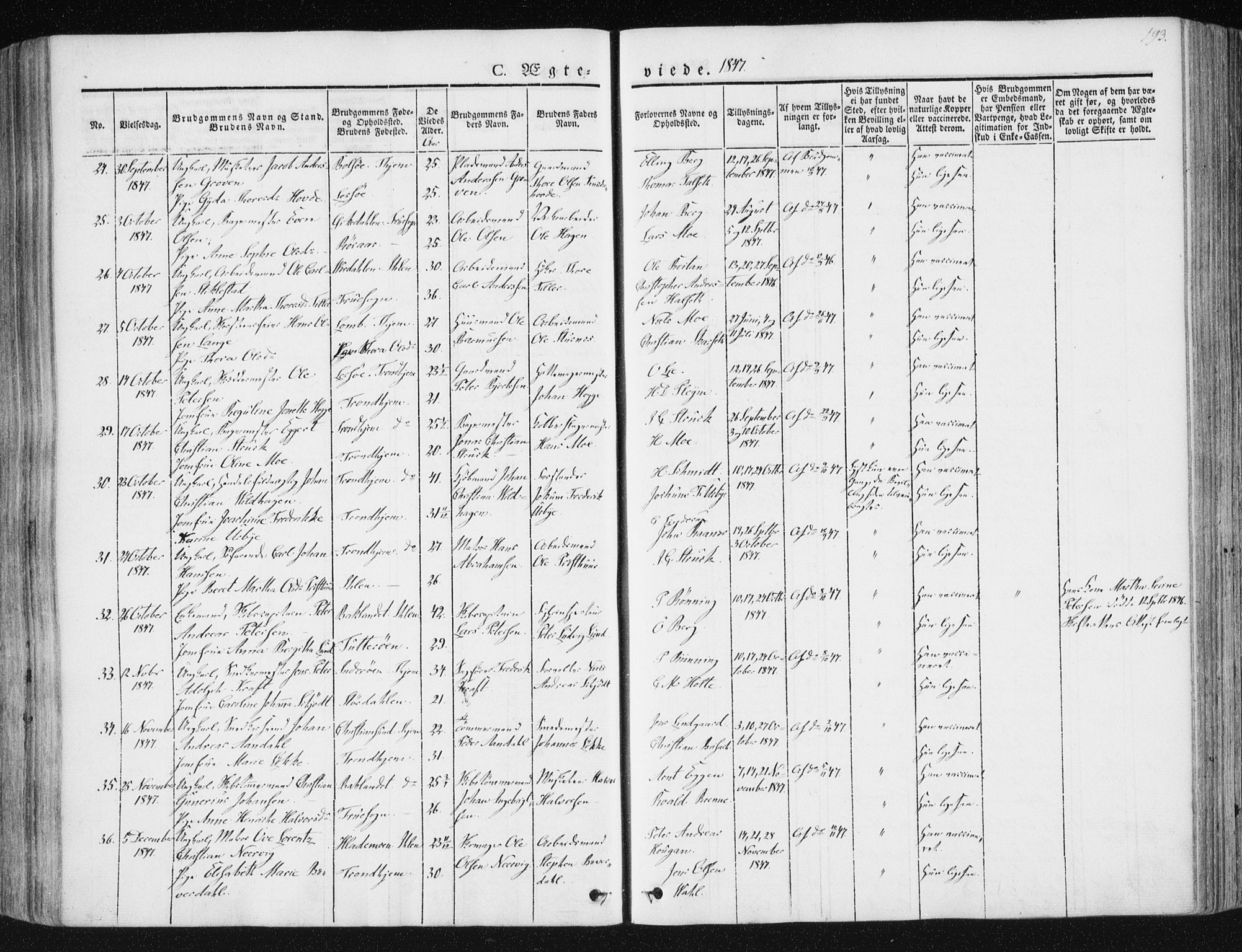Ministerialprotokoller, klokkerbøker og fødselsregistre - Sør-Trøndelag, SAT/A-1456/602/L0110: Parish register (official) no. 602A08, 1840-1854, p. 193