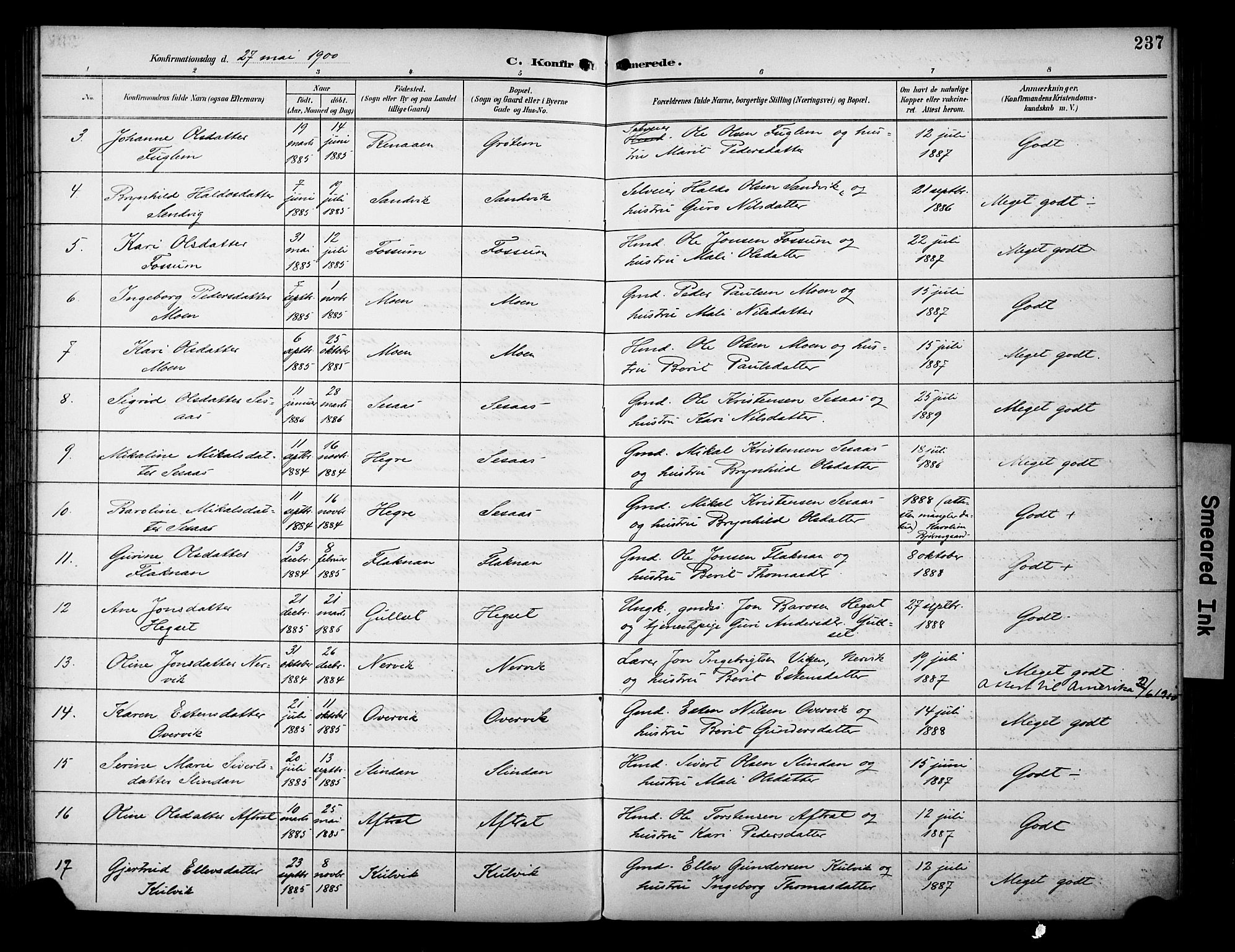 Ministerialprotokoller, klokkerbøker og fødselsregistre - Sør-Trøndelag, SAT/A-1456/695/L1149: Parish register (official) no. 695A09, 1891-1902, p. 237