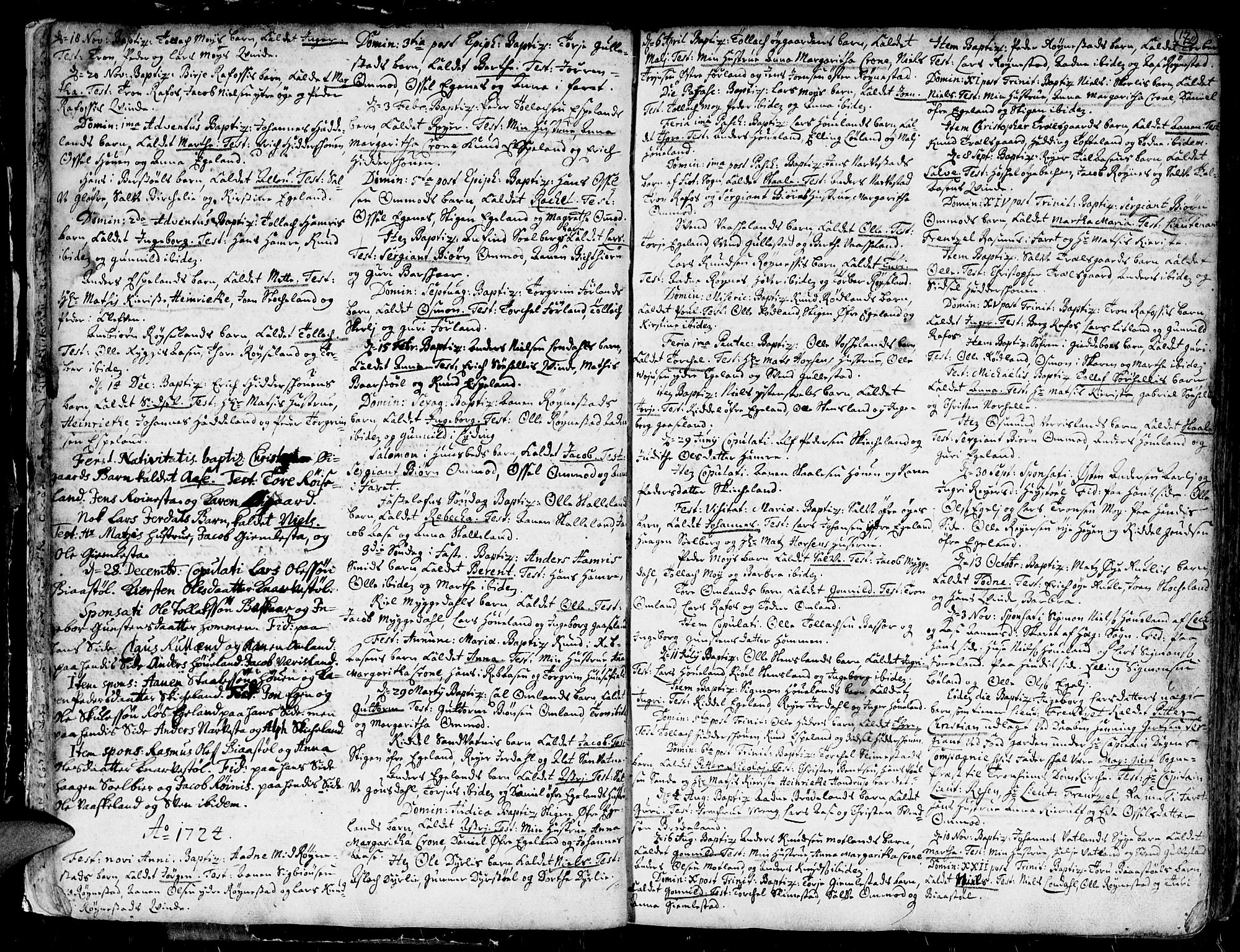 Kvinesdal sokneprestkontor, SAK/1111-0026/F/Fa/Fab/L0001: Parish register (official) no. A 1 /1, 1710-1788, p. 17