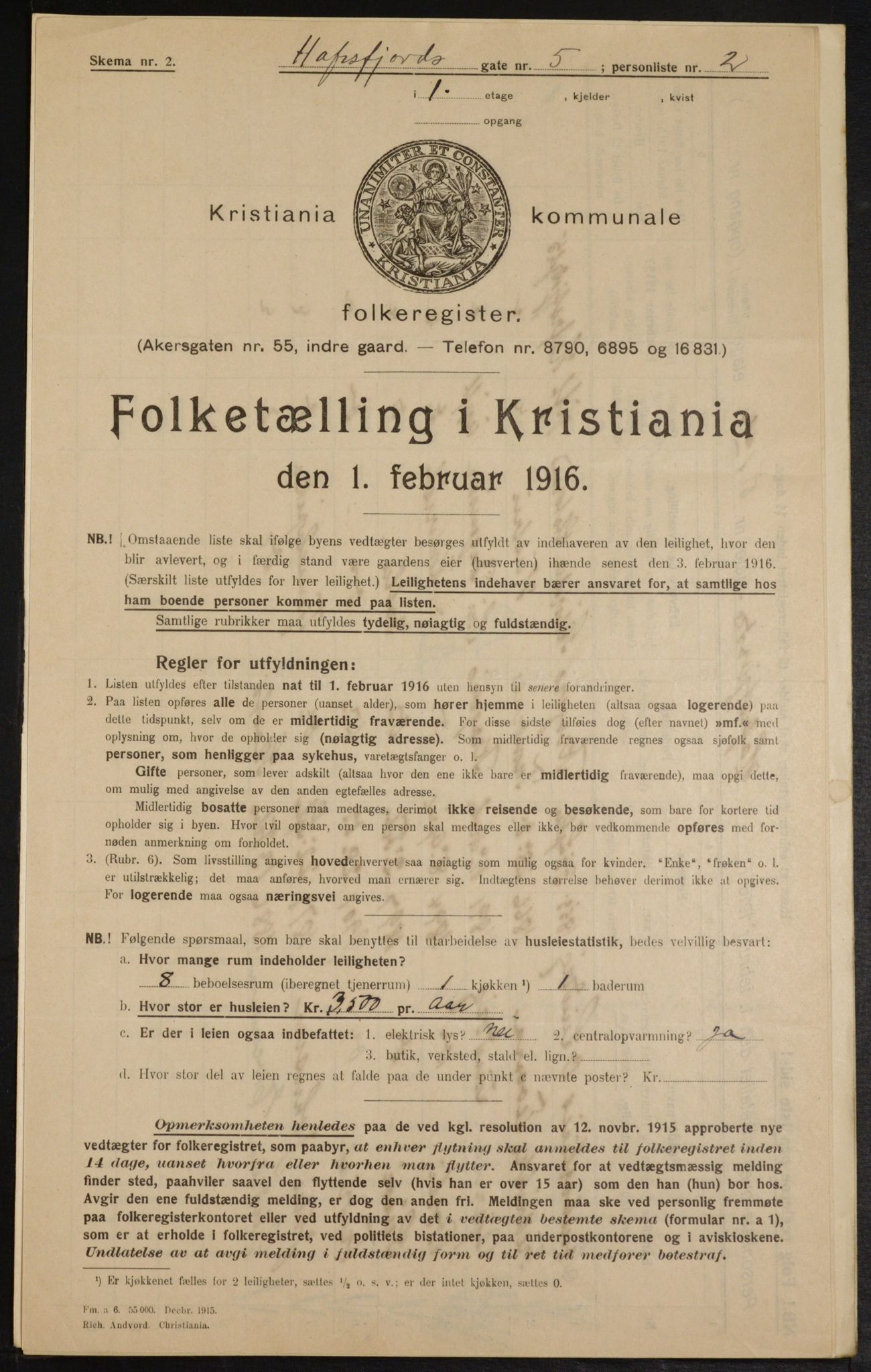 OBA, Municipal Census 1916 for Kristiania, 1916, p. 33861