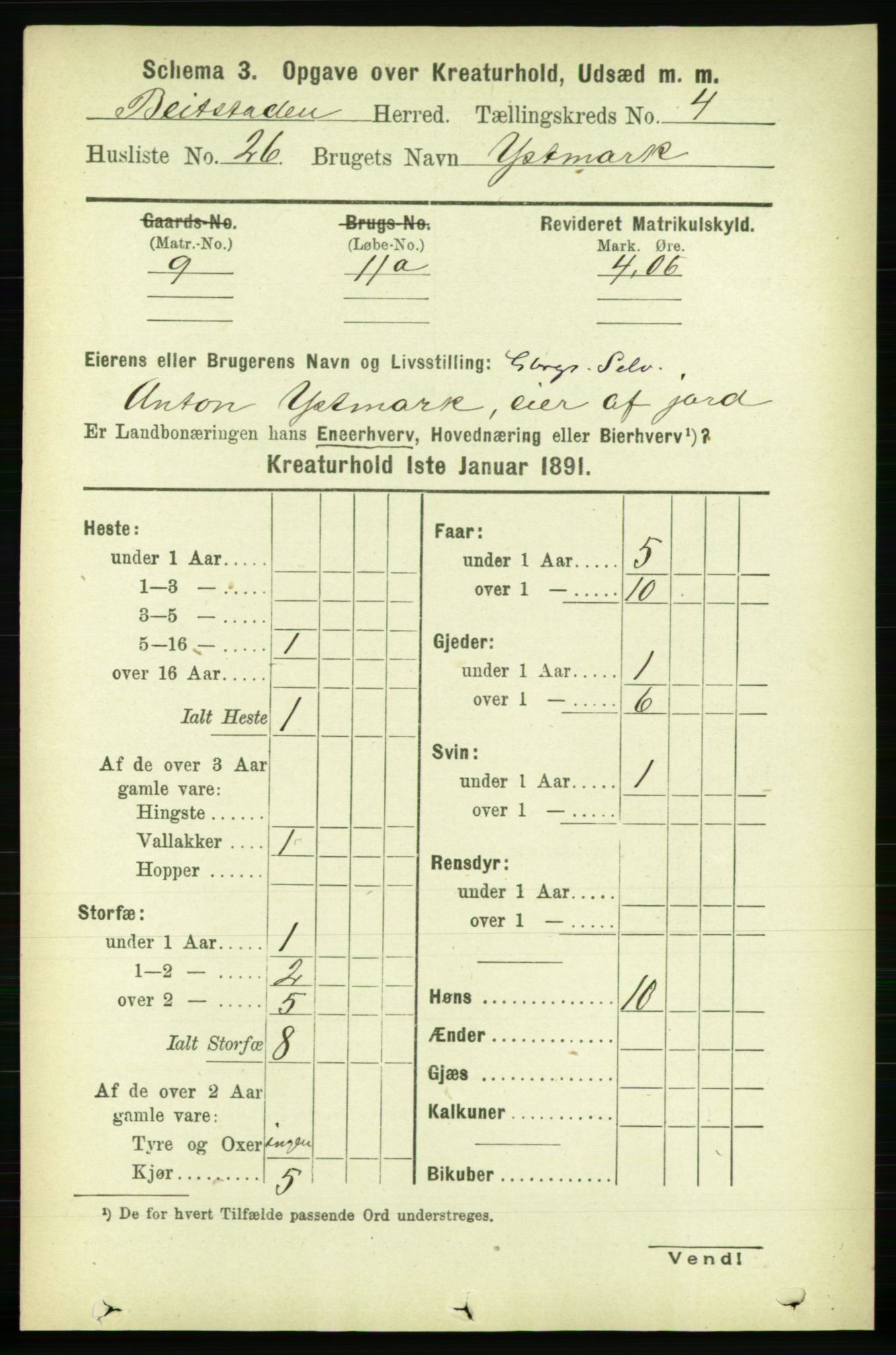 RA, 1891 census for 1727 Beitstad, 1891, p. 5820