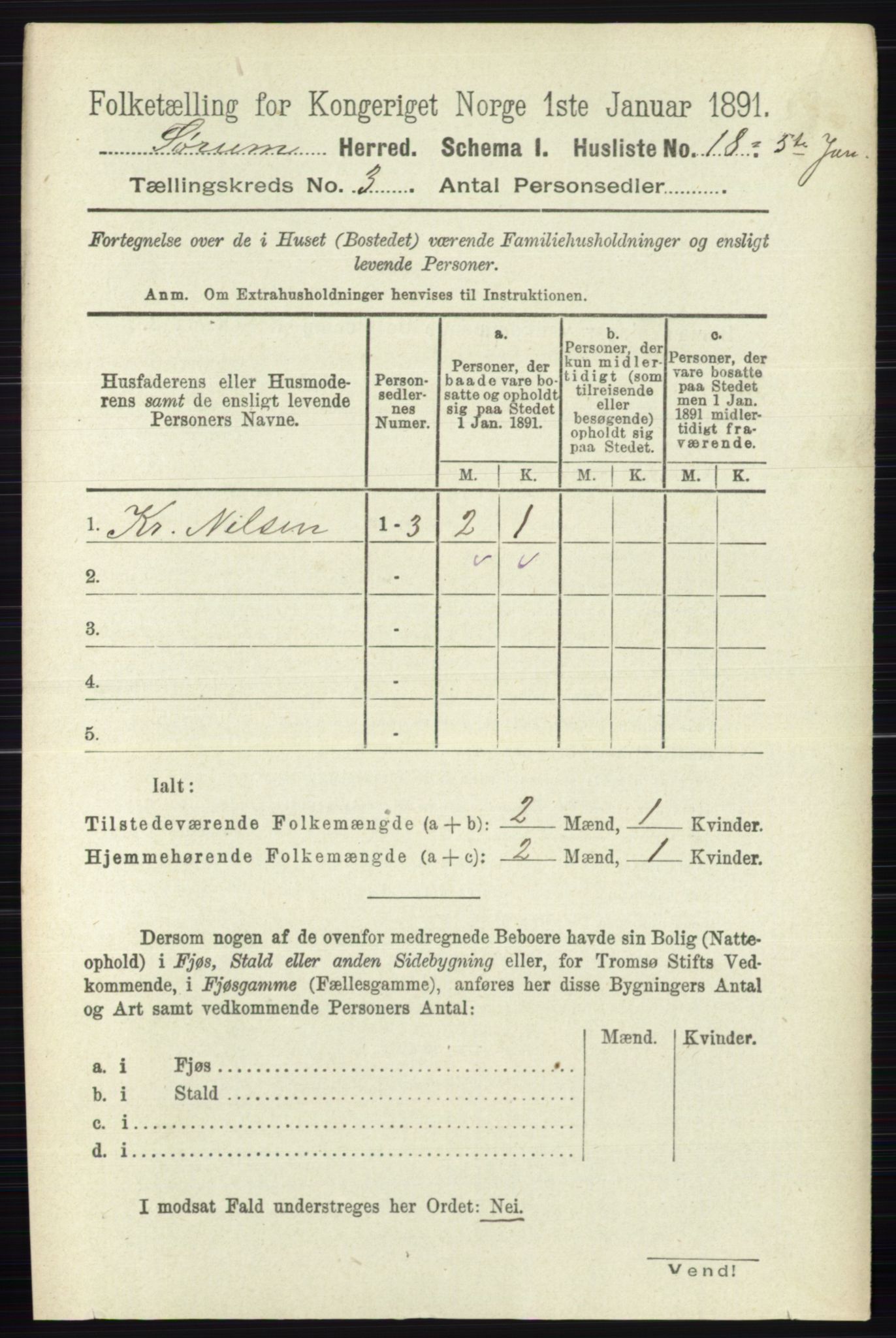 RA, 1891 census for 0226 Sørum, 1891, p. 1209