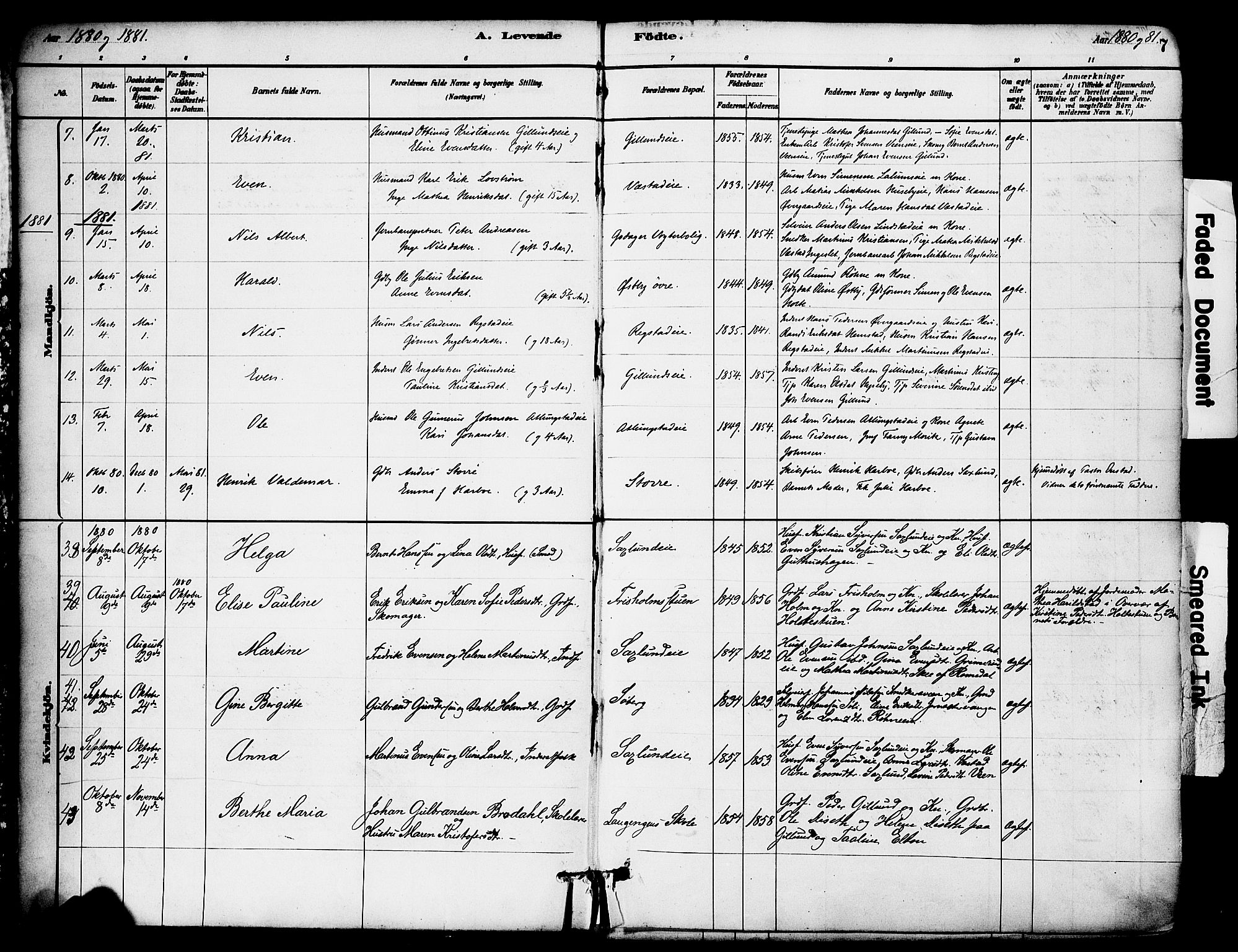 Stange prestekontor, AV/SAH-PREST-002/K/L0017: Parish register (official) no. 17, 1880-1893, p. 7