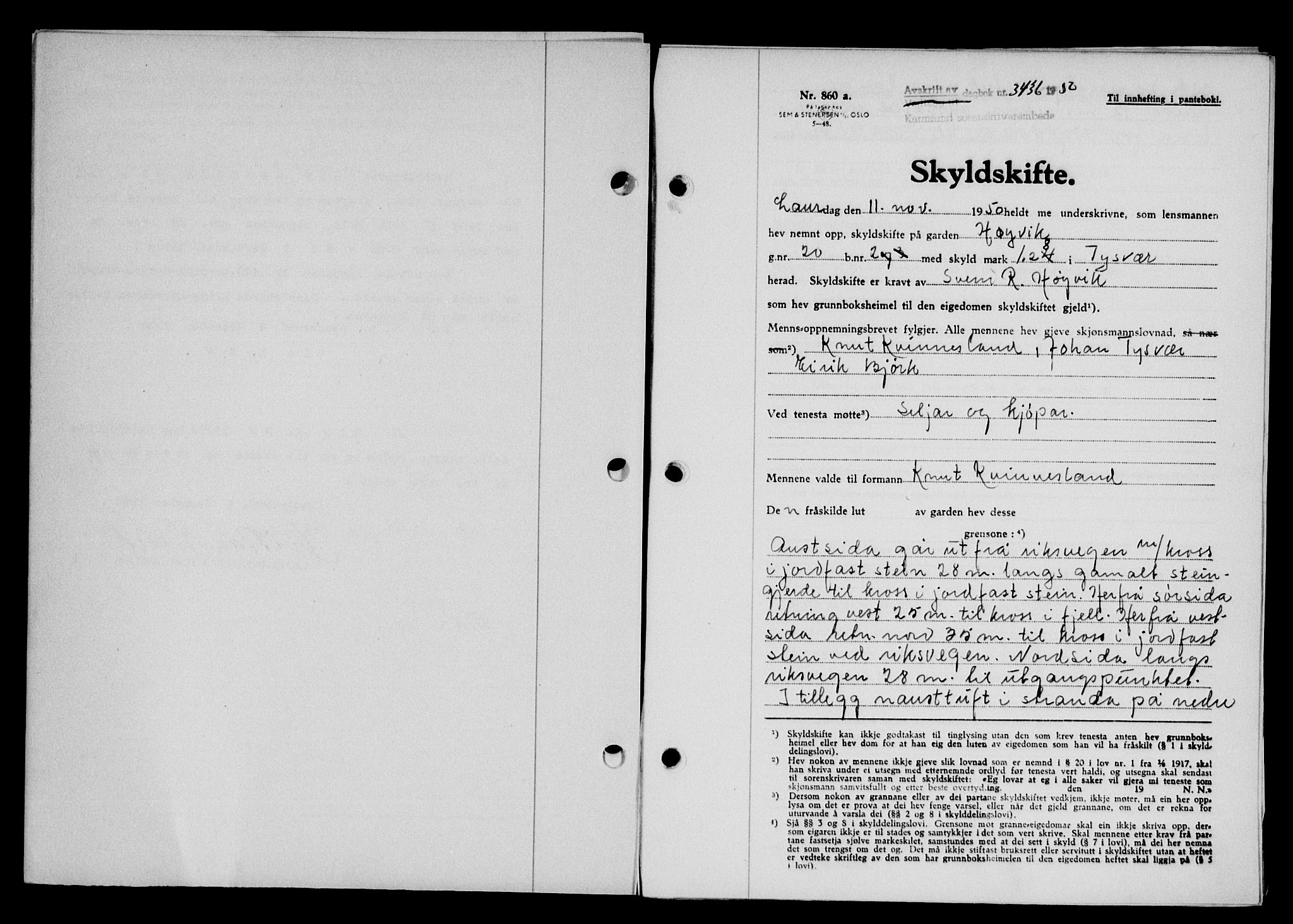 Karmsund sorenskriveri, SAST/A-100311/01/II/IIB/L0101: Mortgage book no. 81A, 1950-1951, Diary no: : 3436/1950