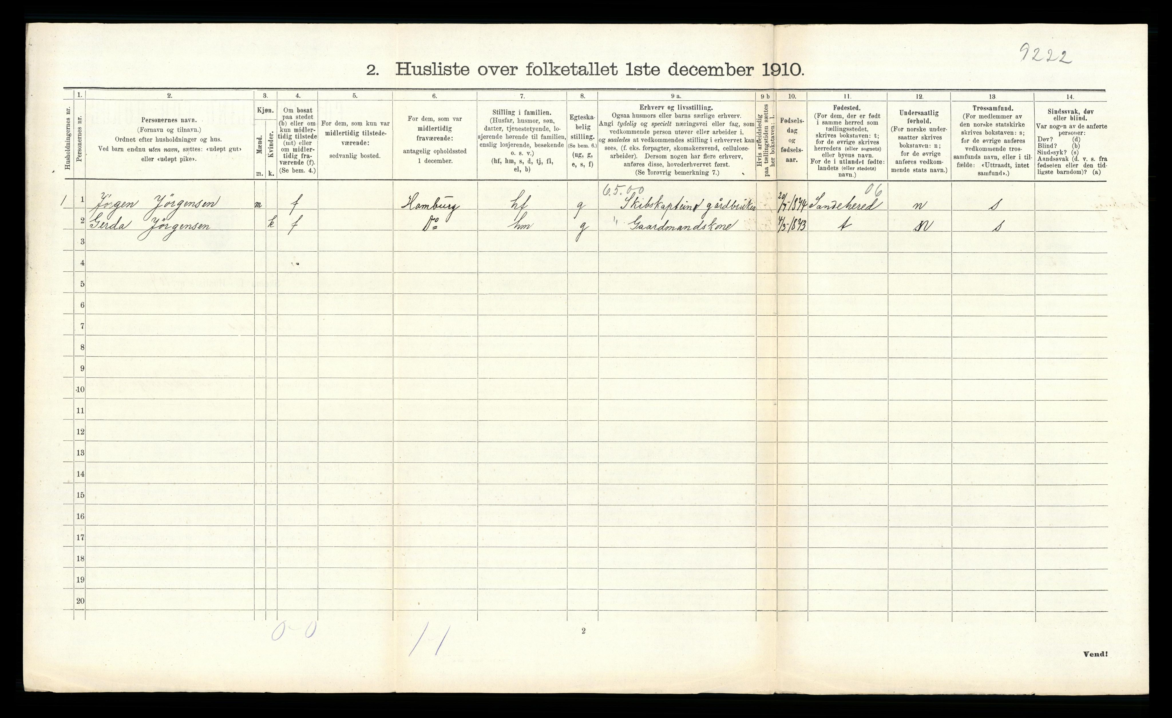 RA, 1910 census for Stokke, 1910, p. 893