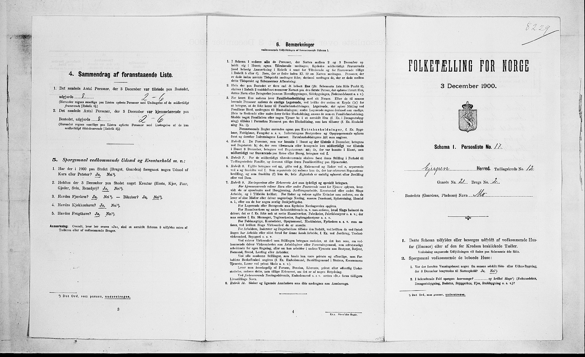 SAKO, 1900 census for Gjerpen, 1900, p. 2146