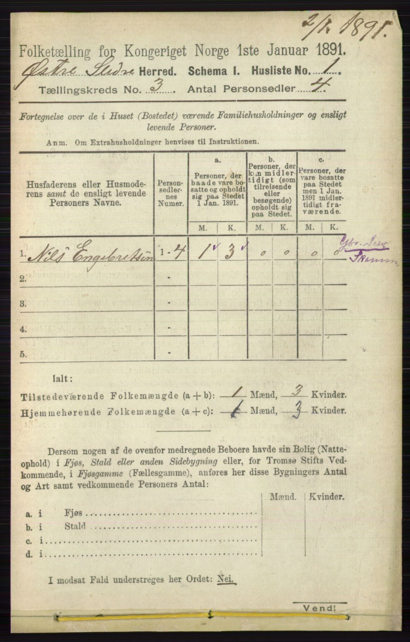 RA, 1891 census for 0544 Øystre Slidre, 1891, p. 550