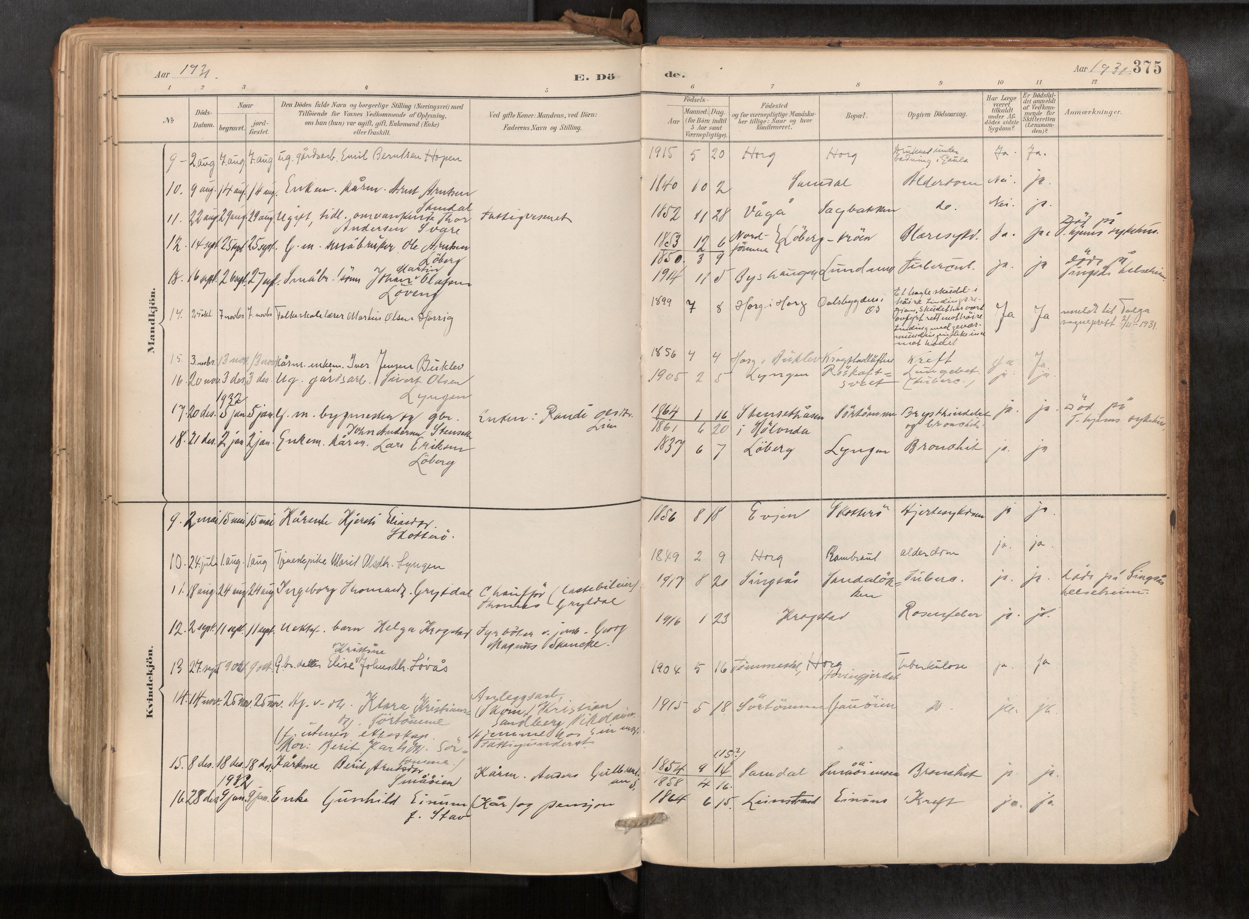 Ministerialprotokoller, klokkerbøker og fødselsregistre - Sør-Trøndelag, SAT/A-1456/692/L1105b: Parish register (official) no. 692A06, 1891-1934, p. 375