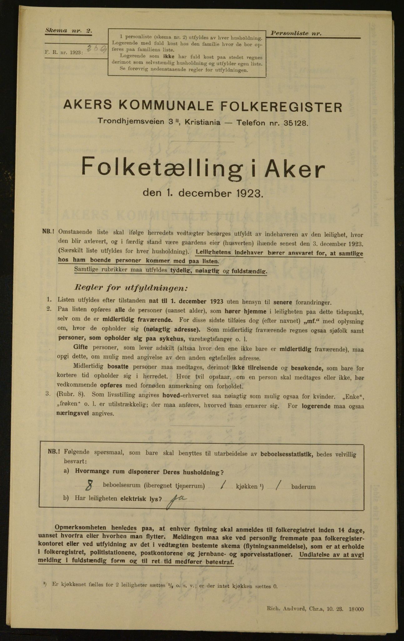 , Municipal Census 1923 for Aker, 1923, p. 2339