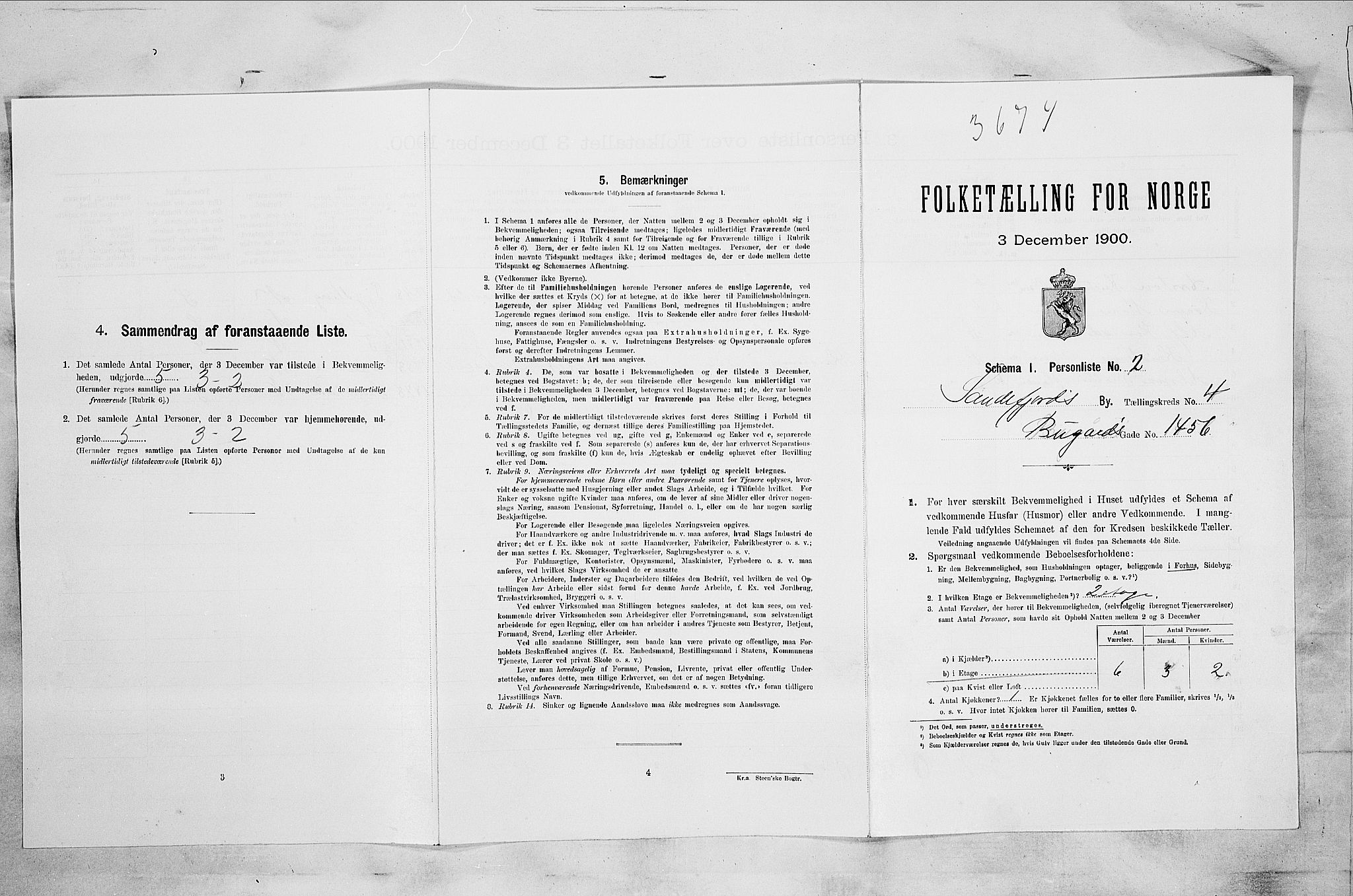 RA, 1900 census for Sandefjord, 1900, p. 1004