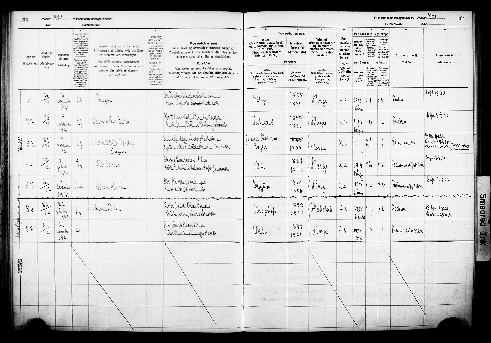 Ministerialprotokoller, klokkerbøker og fødselsregistre - Nordland, AV/SAT-A-1459/880/L1145: Birth register no. 880.II.4.1, 1916-1929, p. 104